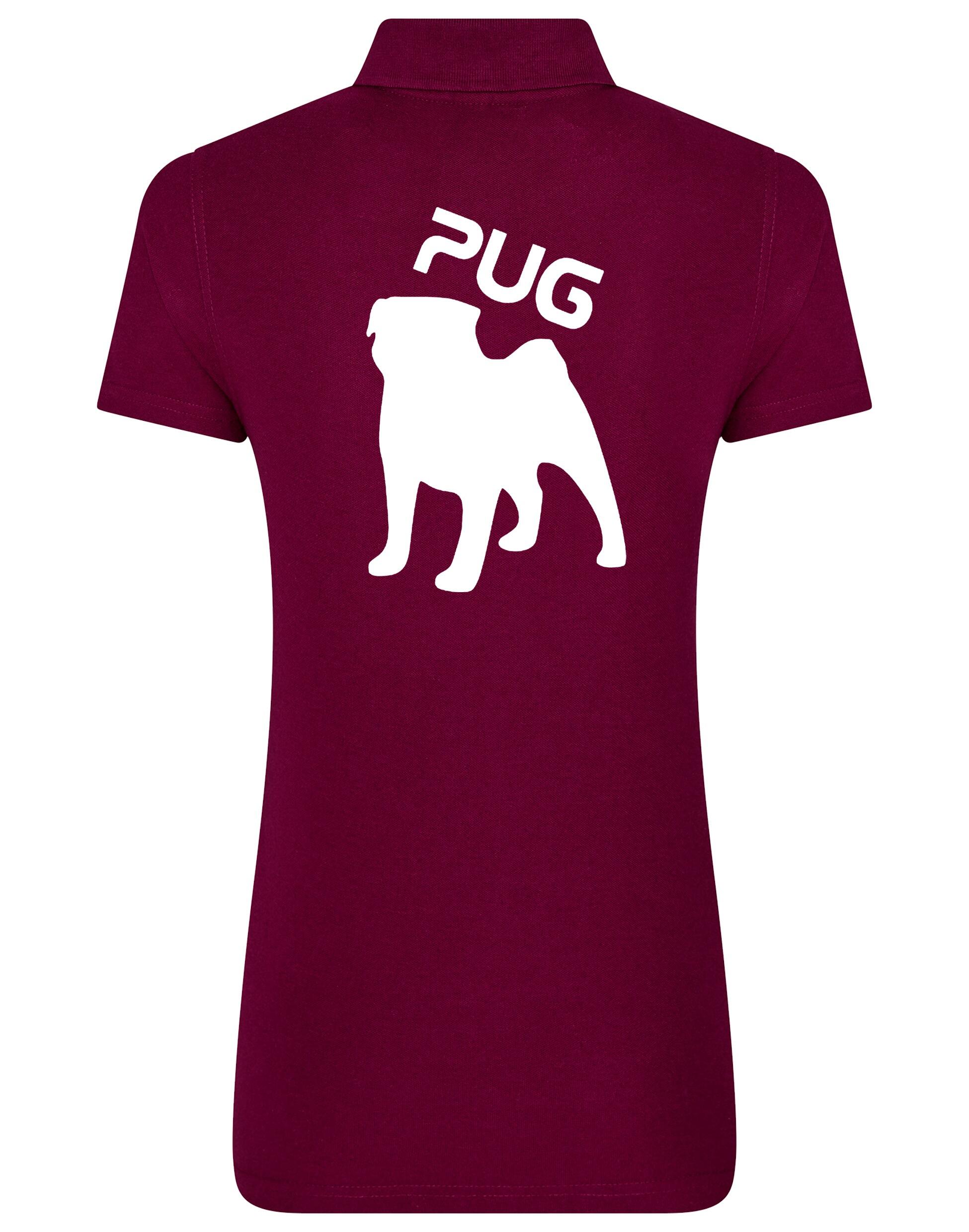 Women's Cotton Polo featuring an exclusive Pug (Silhouette) design, crafted from premium breathable cotton for all-day comfort and a flattering feminine fit, perfect for Pug enthusiasts.