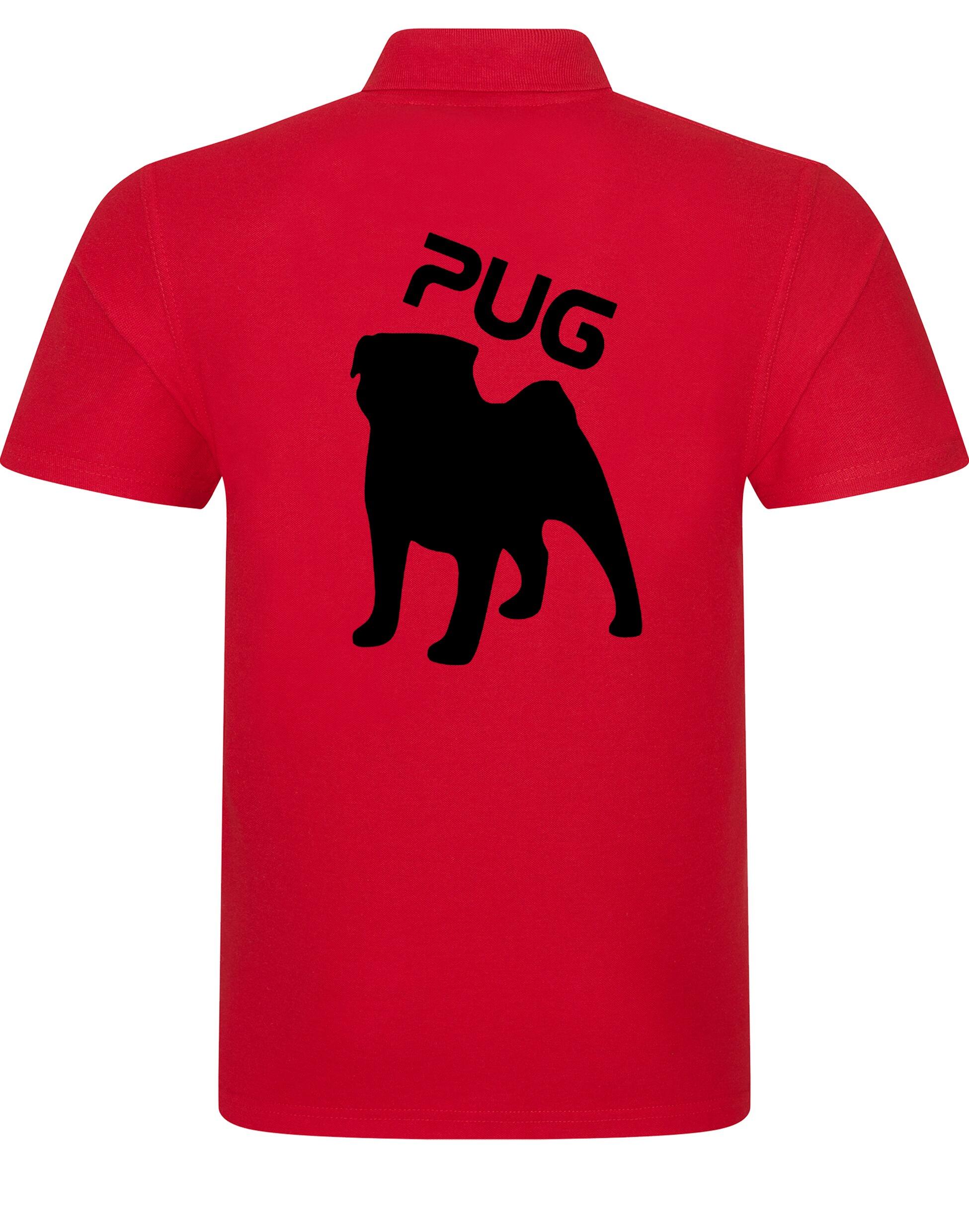 Unisex Pug (Silhouette) Cotton Polo featuring exclusive silhouette artwork, crafted from premium breathable cotton for all-day comfort and a relaxed, stylish fit, perfect for Pug enthusiasts.