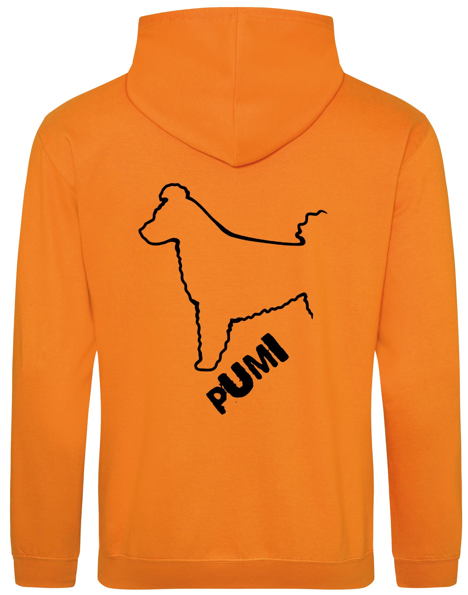 Unisex Hungarian Pumi Design Pullover Hoodie featuring exclusive breed artwork with personalization options, crafted from premium heavy-blend fabric with a cozy brushed fleece interior, ribbed cuffs, and a double-fabric hood for stylish, lasting comfort.