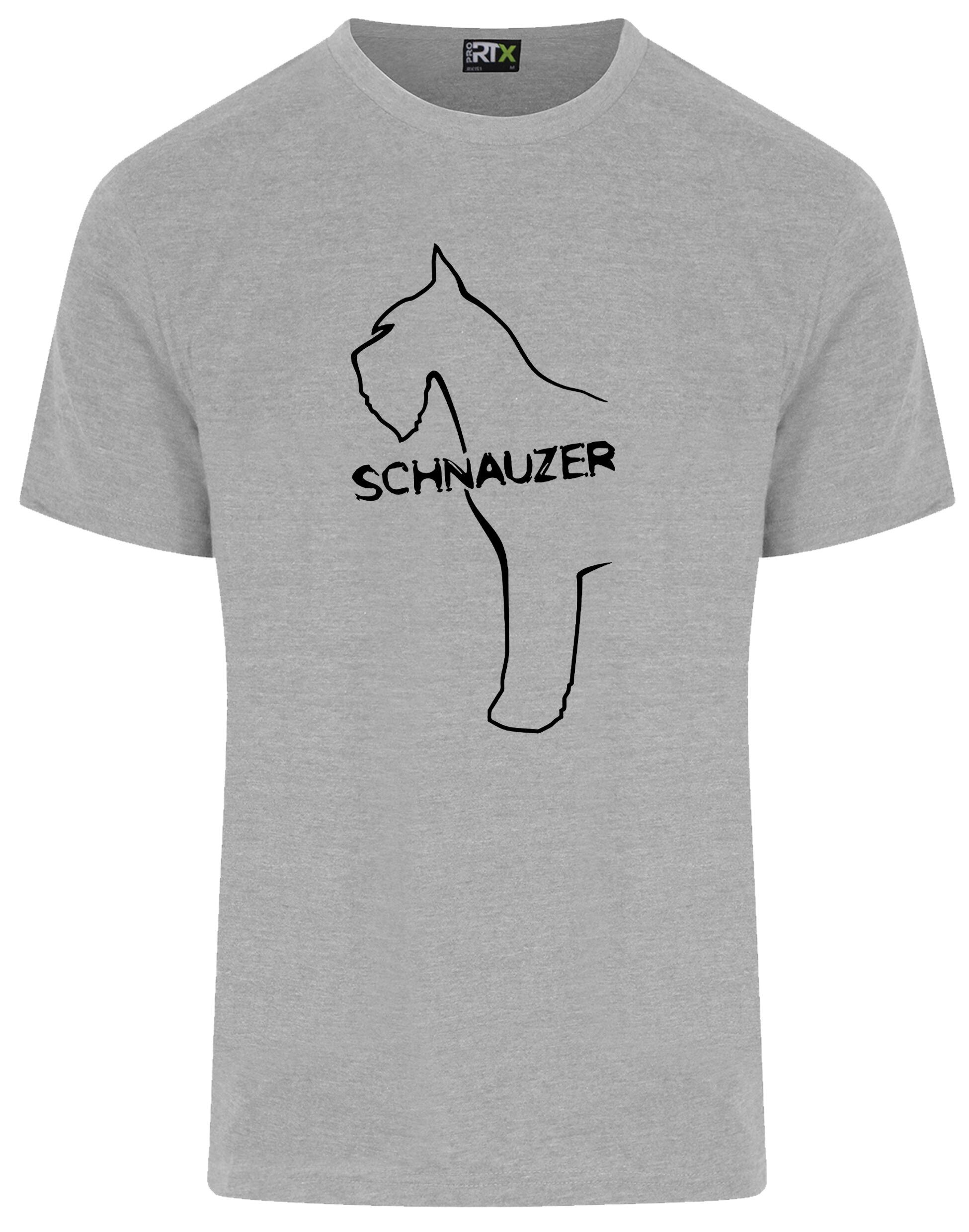 Schnauzer Unisex Roundneck T-shirt featuring exclusive breed design on the front. Soft cotton fabric with relaxed fit, perfect for Schnauzer dog lovers.