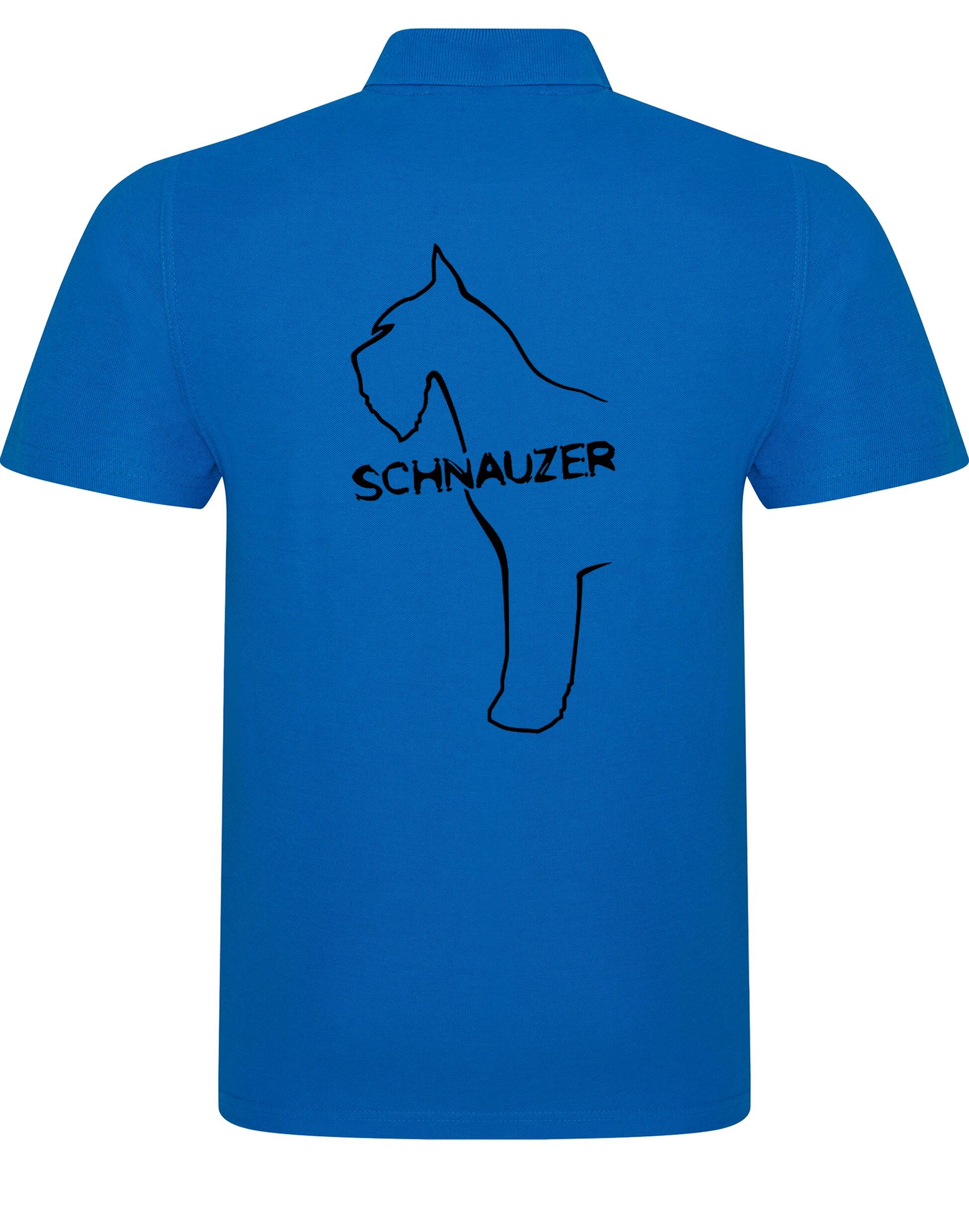 Schnauzer Unisex Cotton Polo featuring exclusive breed design on the back, breathable fabric, and relaxed unisex fit. Perfect for Schnauzer lovers.