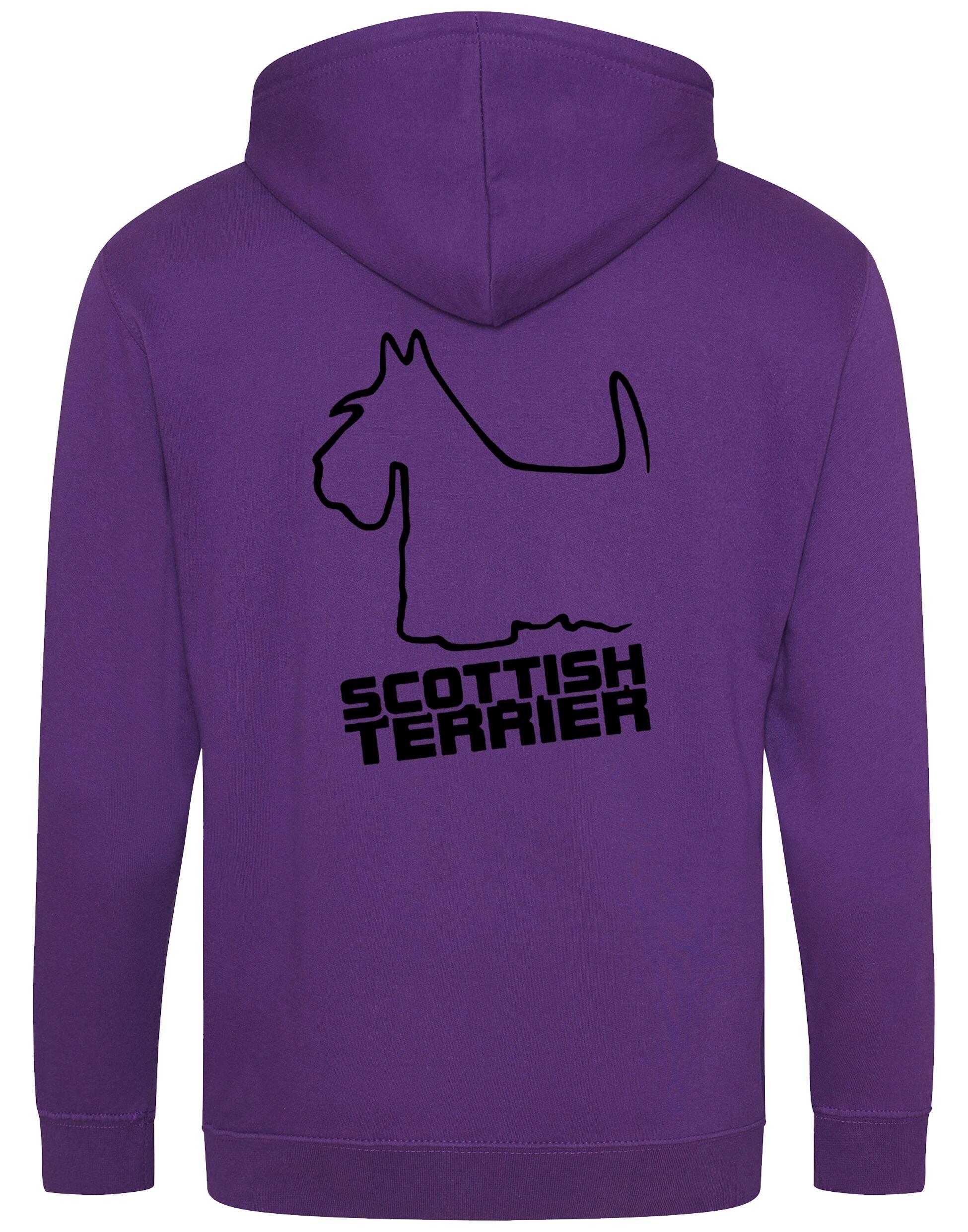 Scottish Terrier Zipped Hoodie with exclusive breed artwork, full-zip design, fleece lining, and customizable options.