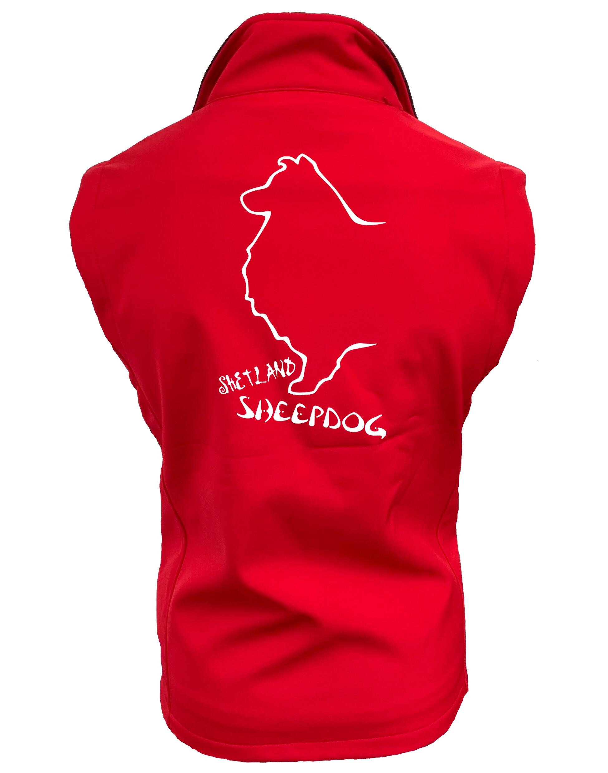 Unisex Softshell Gilet featuring exclusive Shetland Sheepdog graphic design.