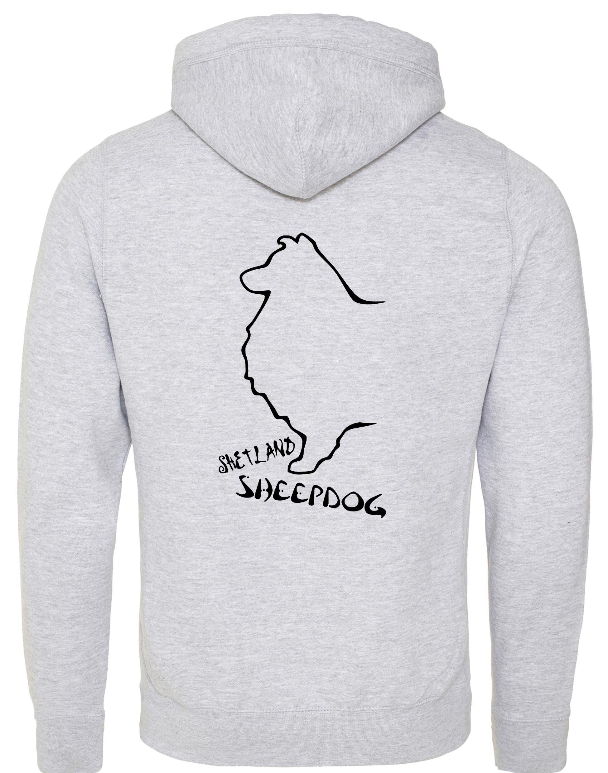 Unisex Crossneck Pullover Hoodie featuring exclusive Shetland Sheepdog graphic design.