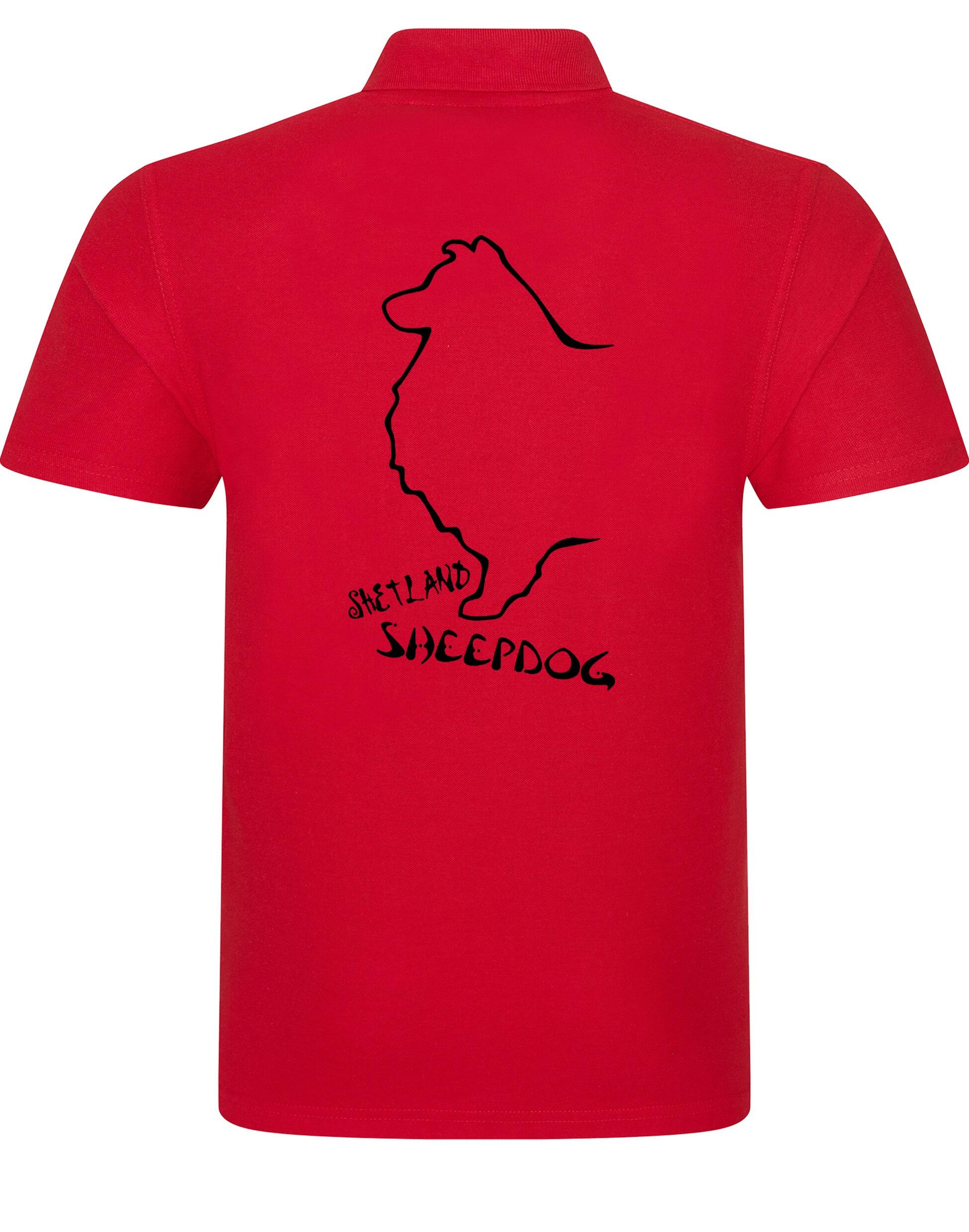 Unisex Cotton Polo featuring exclusive Shetland Sheepdog artwork on the back