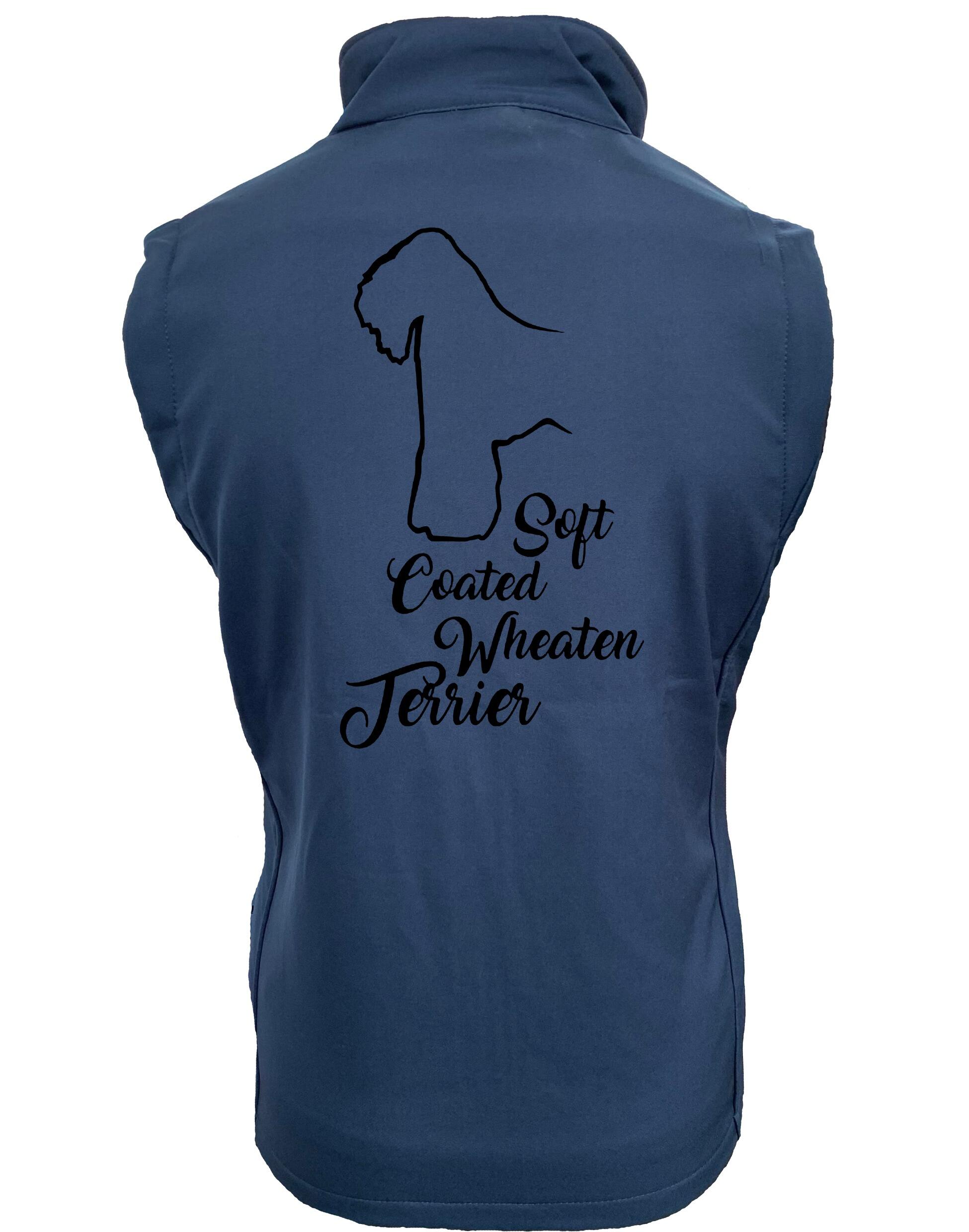 Unisex softshell gilet with Soft Coated Wheaten Terrier artwork, fleece-lined and water-resistant, perfect for outdoor wear