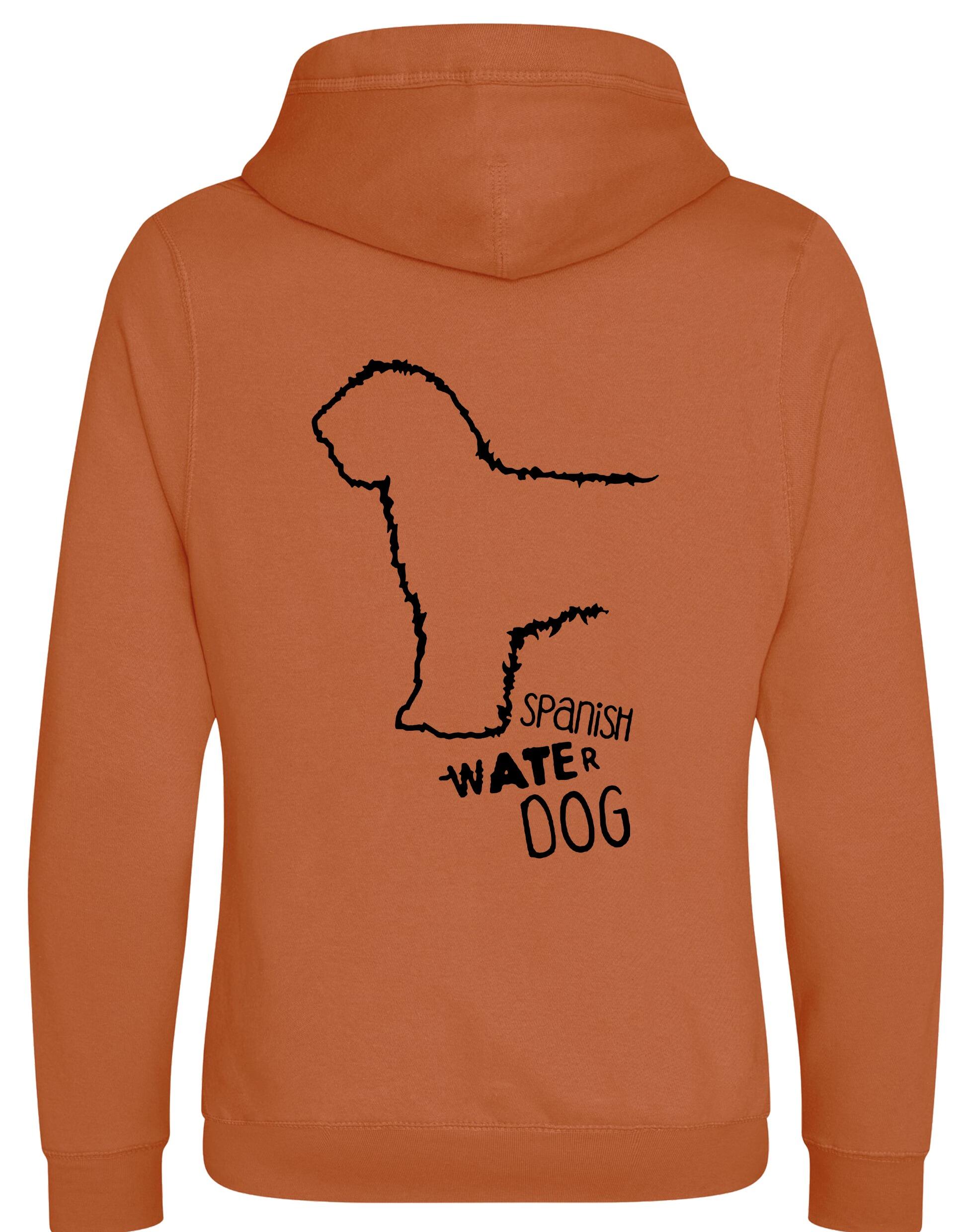 Unisex Crossneck Pullover Hoodie featuring exclusive Spanish Water Dog artwork on the back. Made from heavyweight fleece with a brushed interior, modern crossneck design, kangaroo pocket, and ribbed cuffs—ideal for stylish dog lovers.