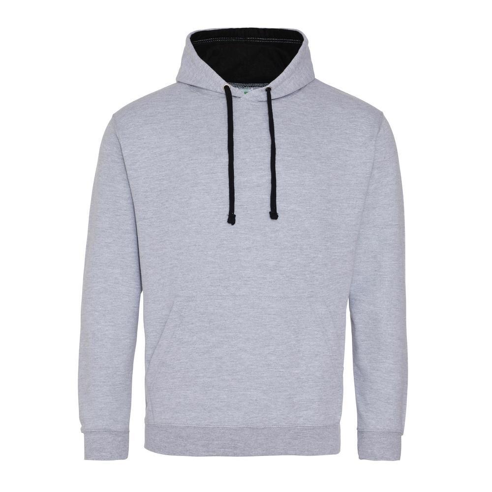 Contrast Plain Pullover Hoodie Heather Grey/Jet Black