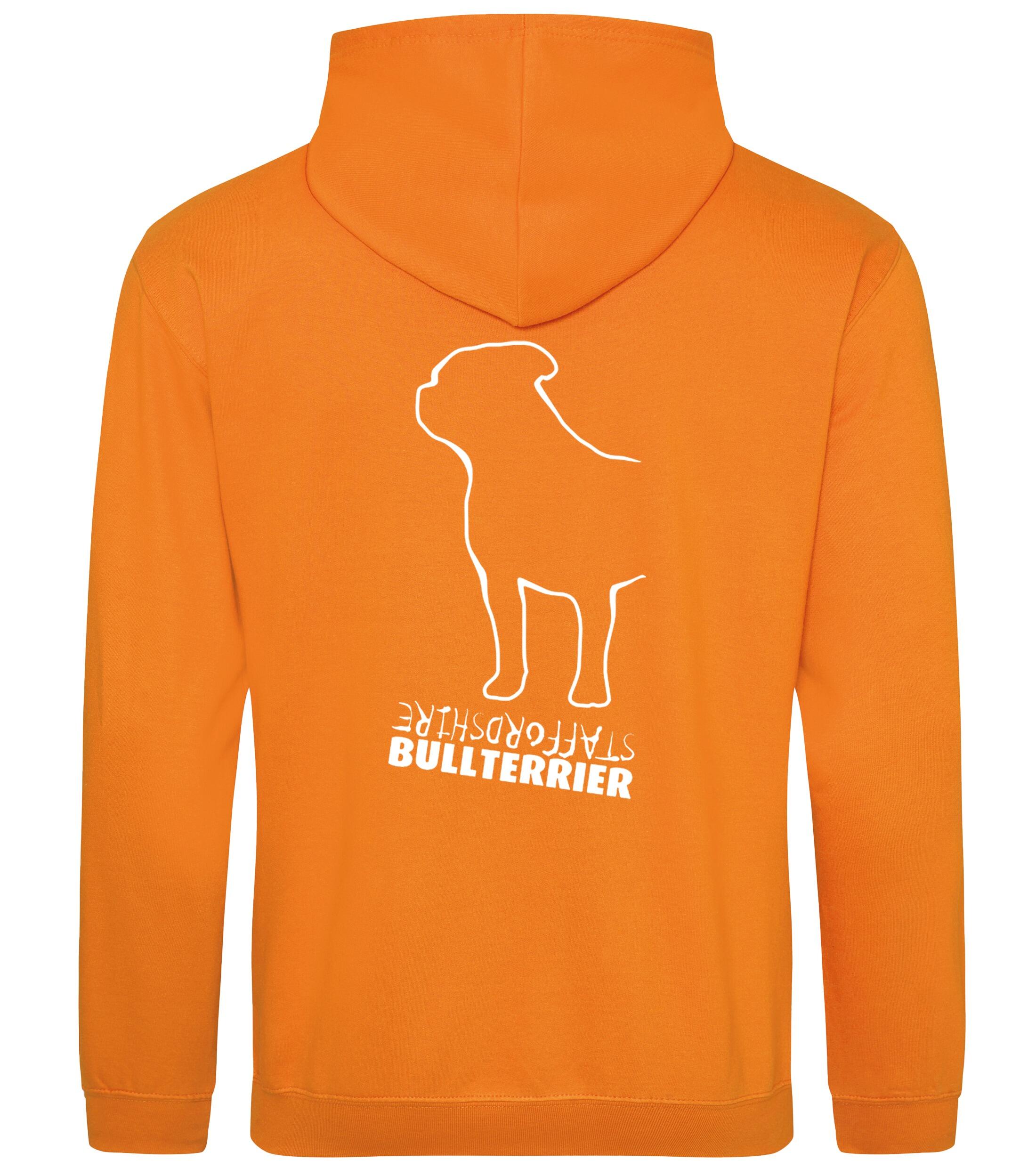 Unisex Staffordshire Bullterrier Pullover Hoodie Orange Crush (White)
