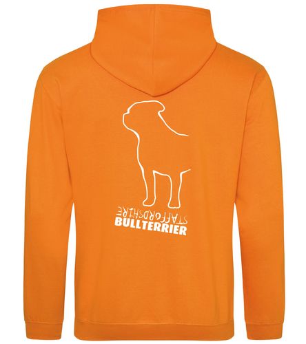 Unisex Staffordshire Bullterrier Pullover Hoodie Orange Crush (White)