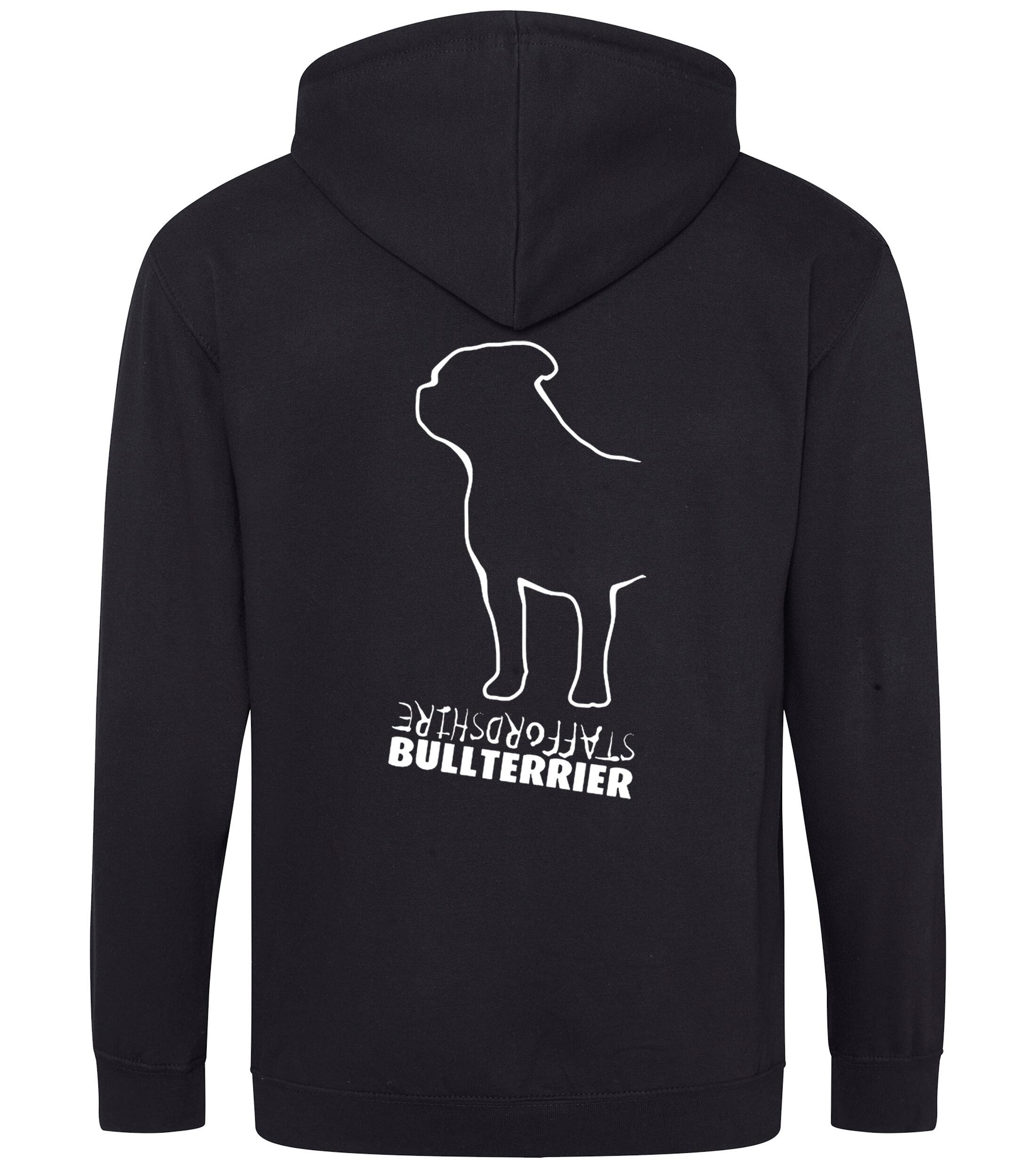 Unisex Staffordshire Bullterrier Zipped Hoodie Black (White)