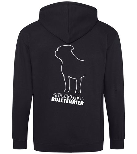 Unisex Staffordshire Bullterrier Zipped Hoodie Black (White)