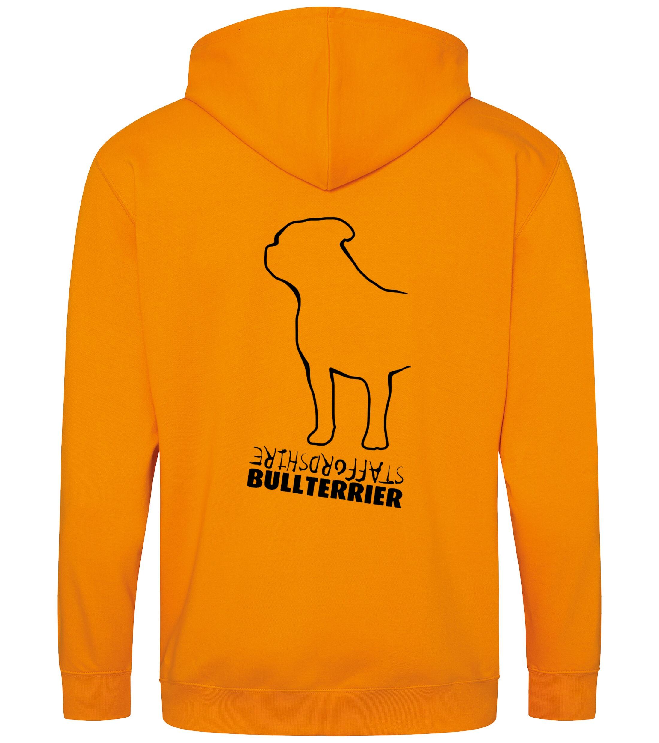 Unisex Staffordshire Bullterrier Zipped Hoodie Orange Crush (Black)
