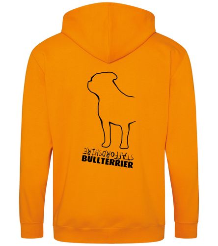 Unisex Staffordshire Bullterrier Zipped Hoodie Orange Crush (Black)