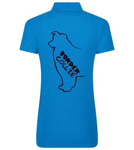 Female Border Collie Polo Shirt Sapphire Blue (Black)