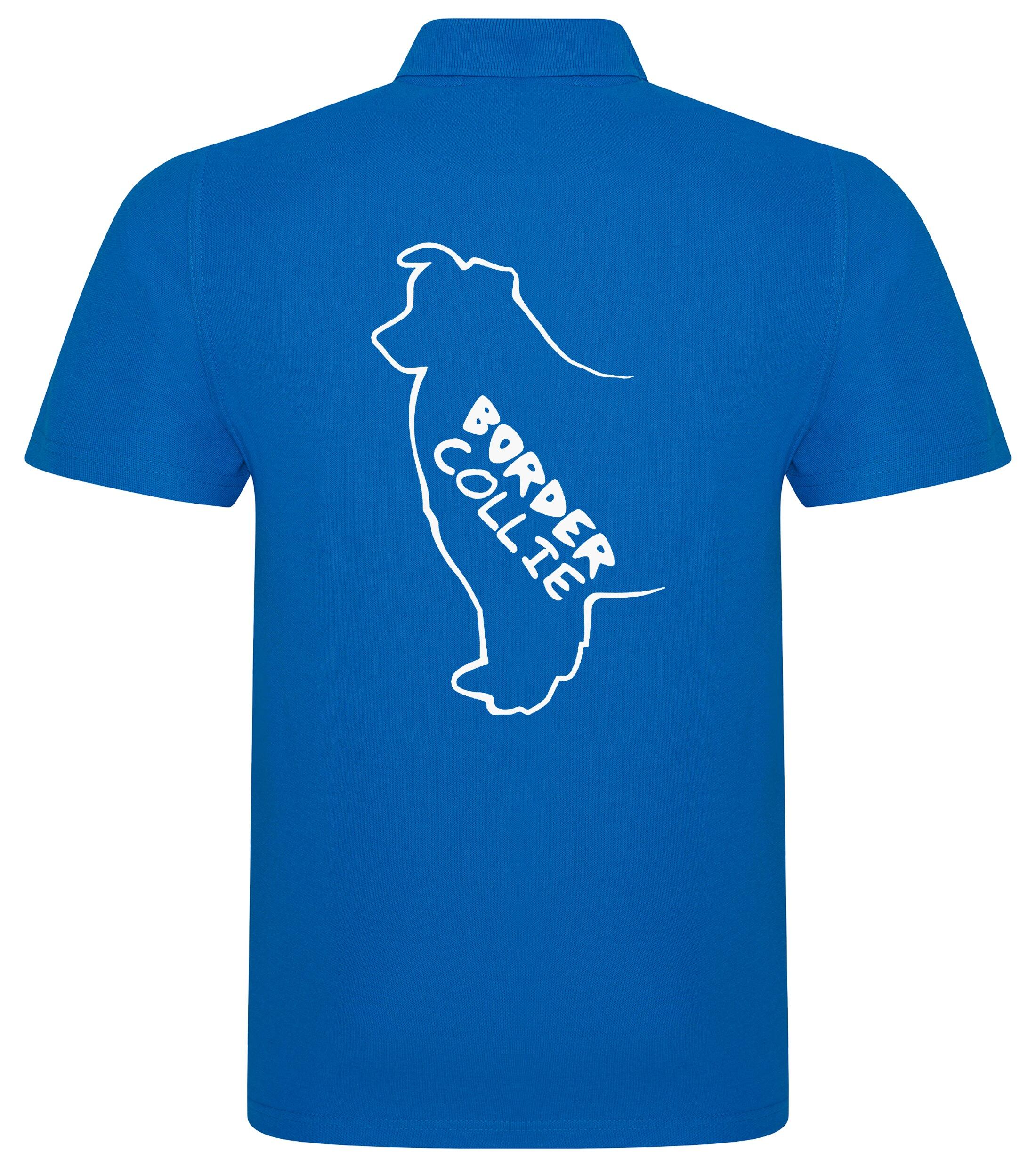 Unisex Border Collie Polo Shirt Sapphire Blue (White)
