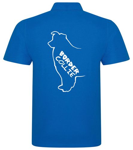 Unisex Border Collie Polo Shirt Sapphire Blue (White)