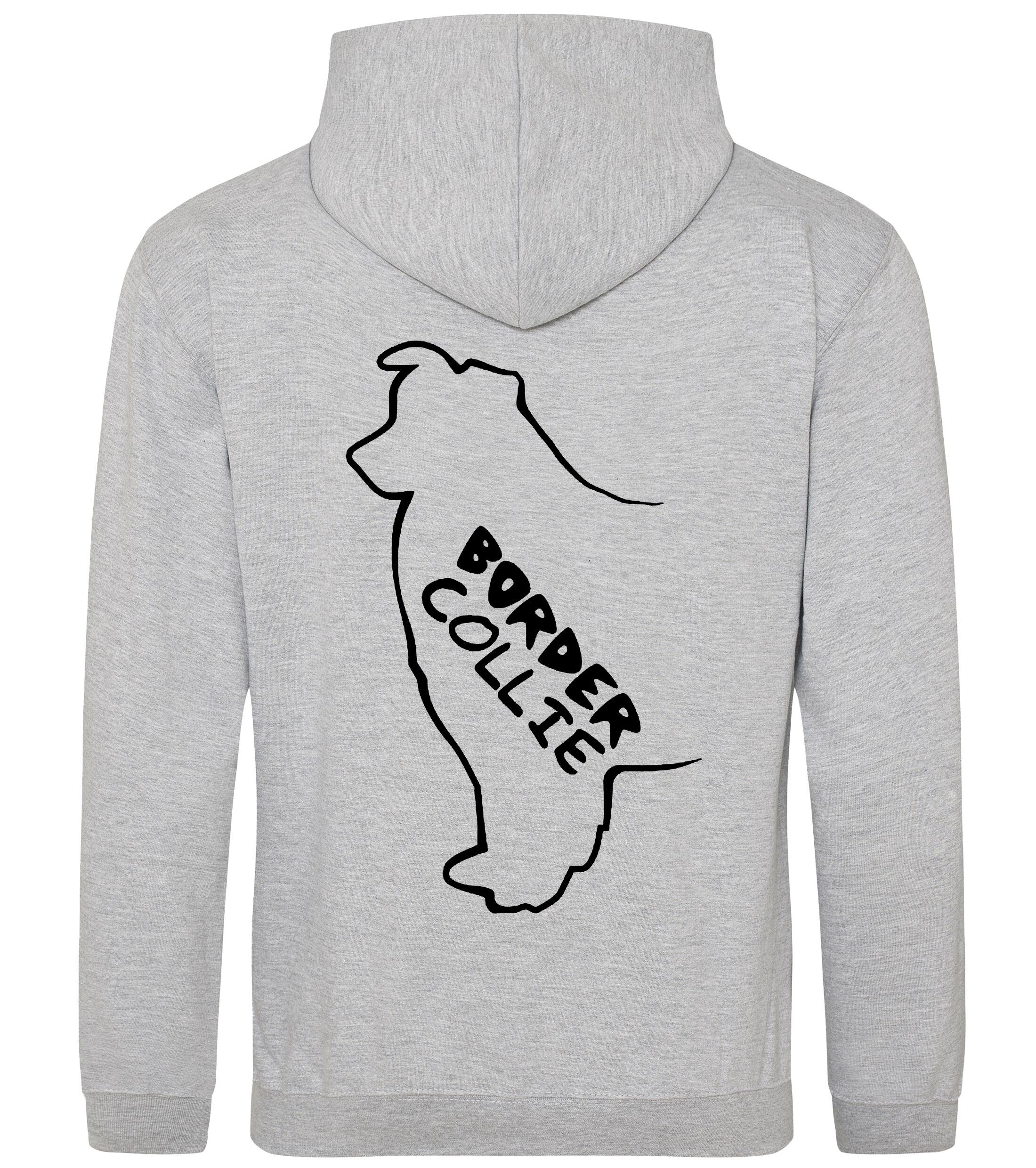 Unisex Border Collie Pullover Hoodie Heather Grey (Black)