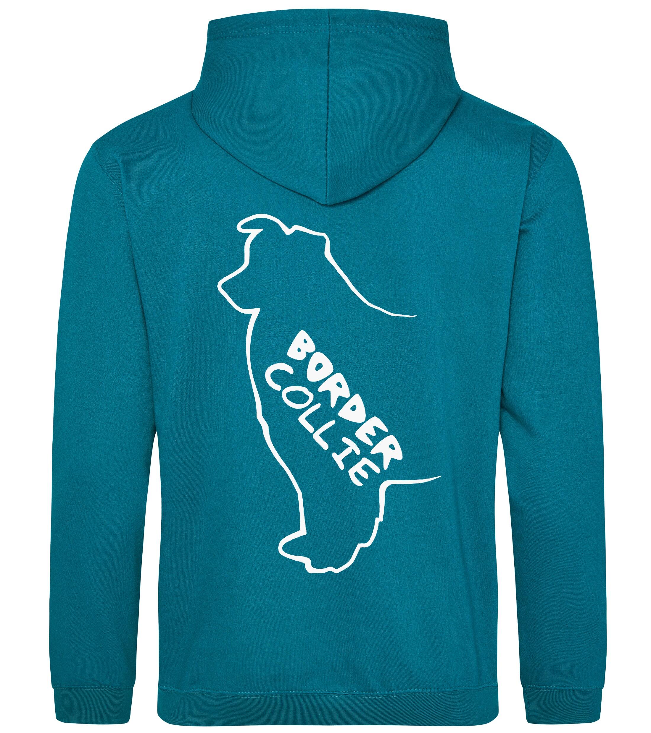 Unisex Border Collie Pullover Hoodie Jade (White)