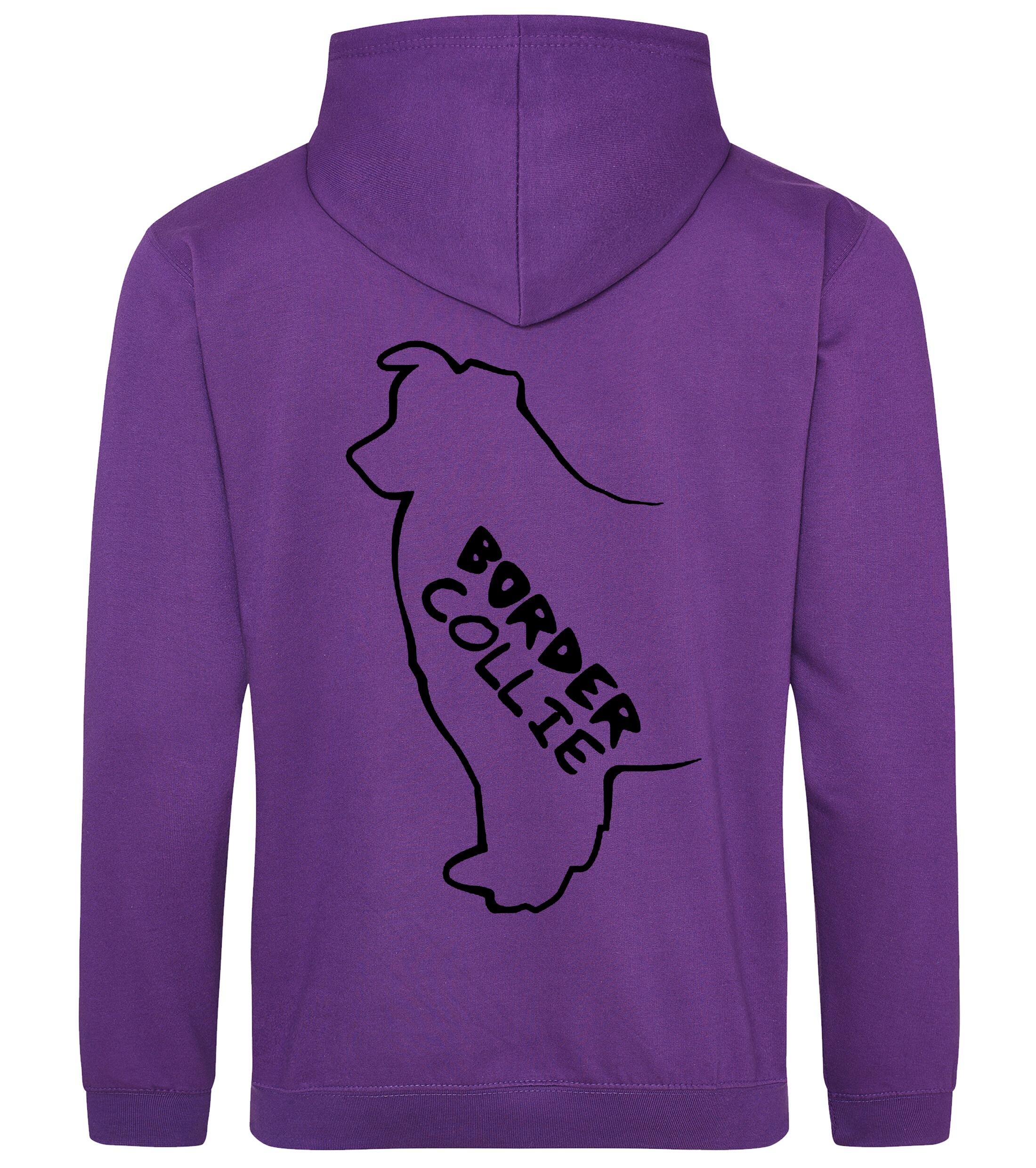 Unisex Border Collie Pullover Hoodie Purple (Black)