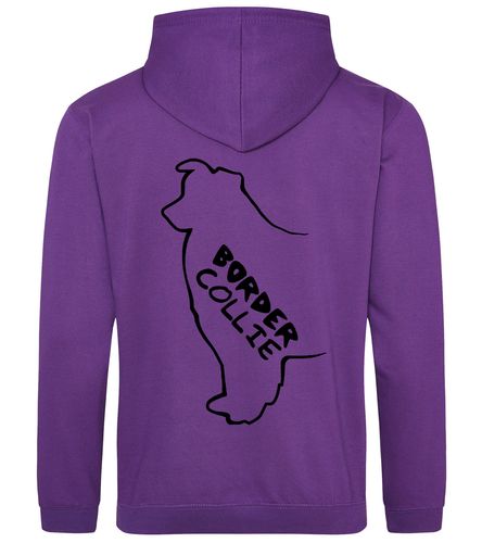 Unisex Border Collie Pullover Hoodie Purple (Black)