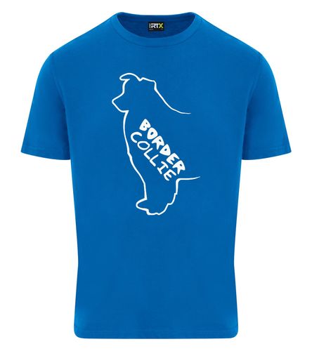 Unisex Border Collie T-Shirt Sapphire Blue (White)