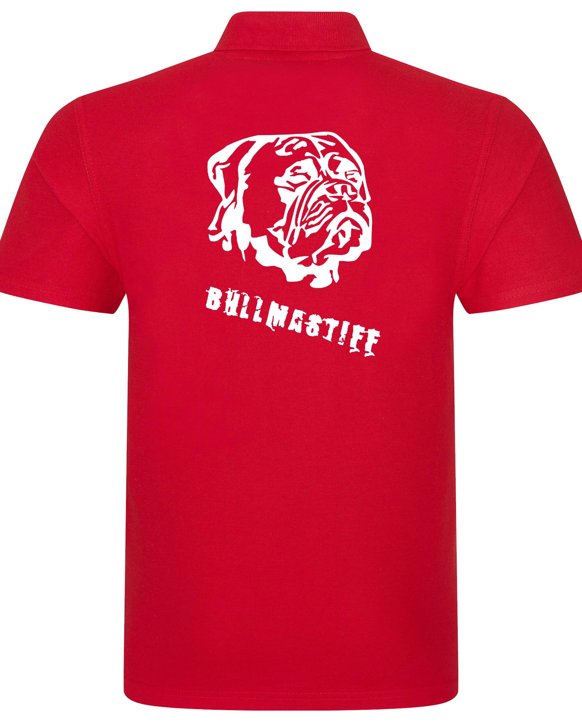 Unisex Bullmastiff (Head) Polo Shirt Red (White)