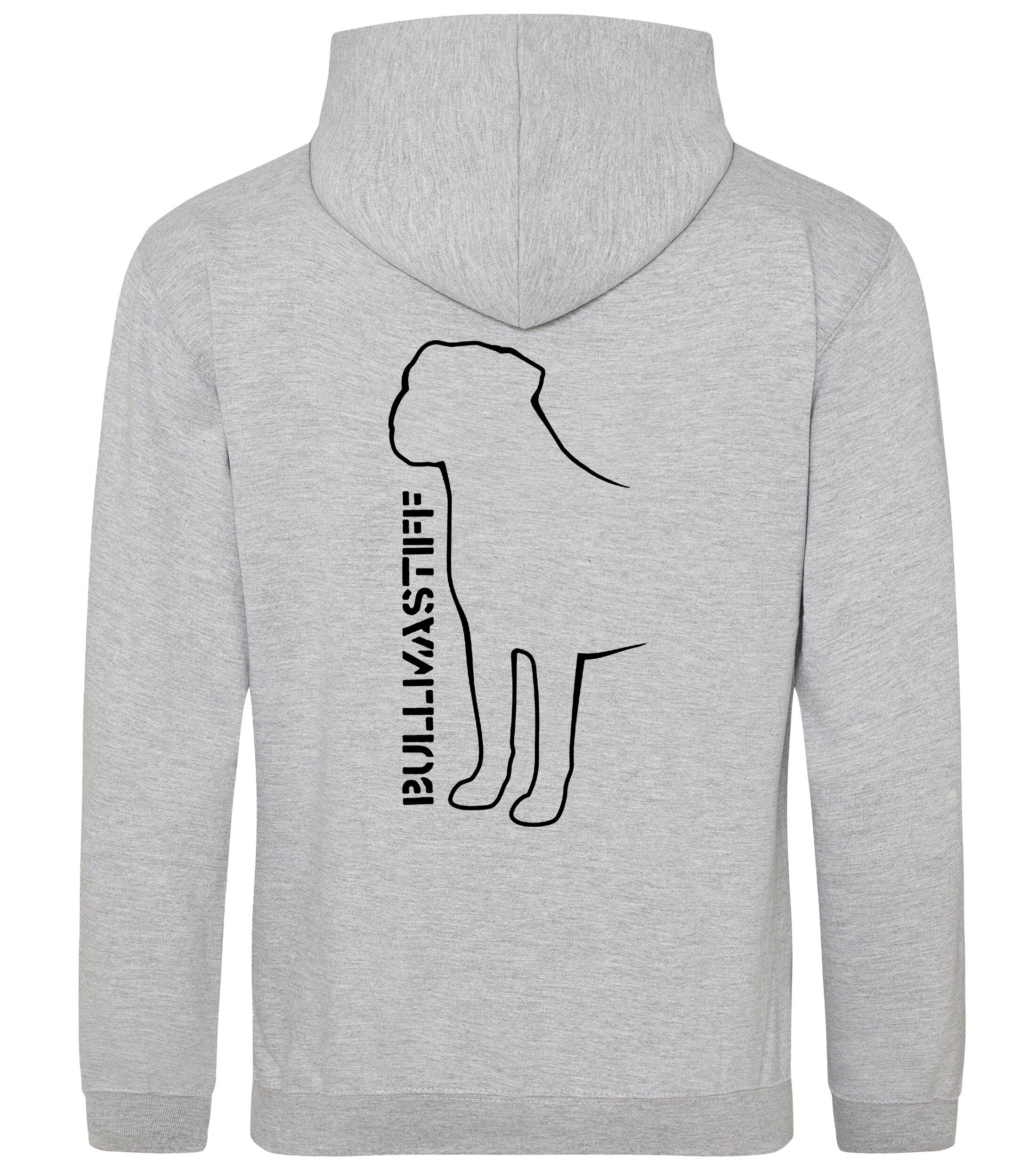 Unisex Bullmastiff (Standing) Pullover Hoodie Heather Grey (Black)