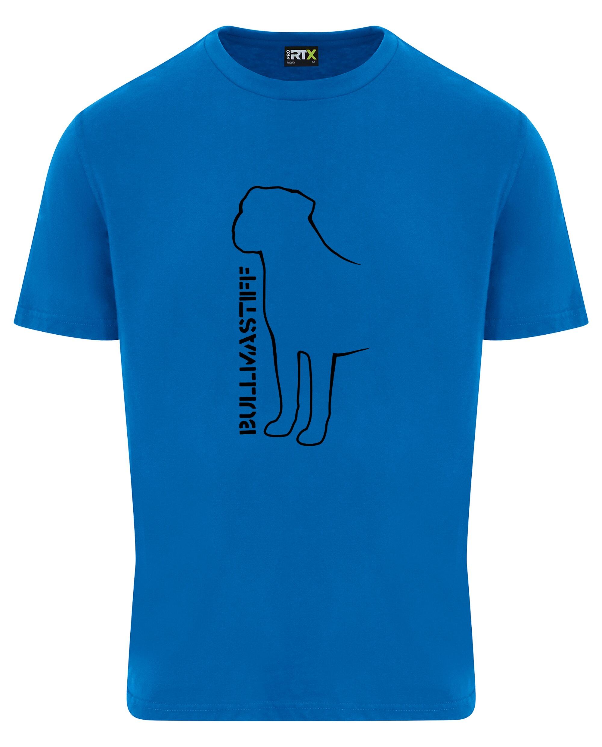 Unisex Bullmastiff (Standing) T-Shirt Sapphire Blue (Black)