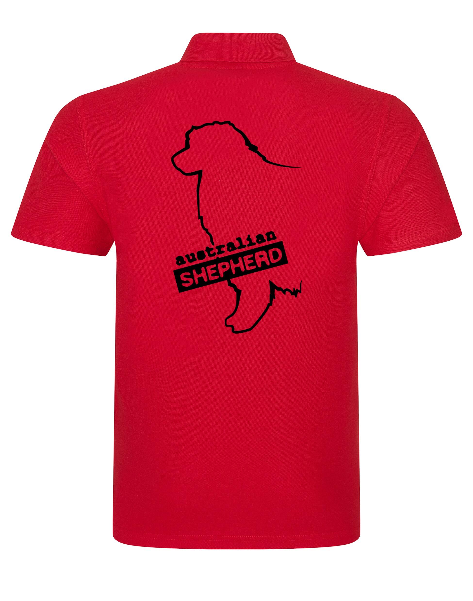 Unisex Australian Shepherd Polo Shirt Red (Black)