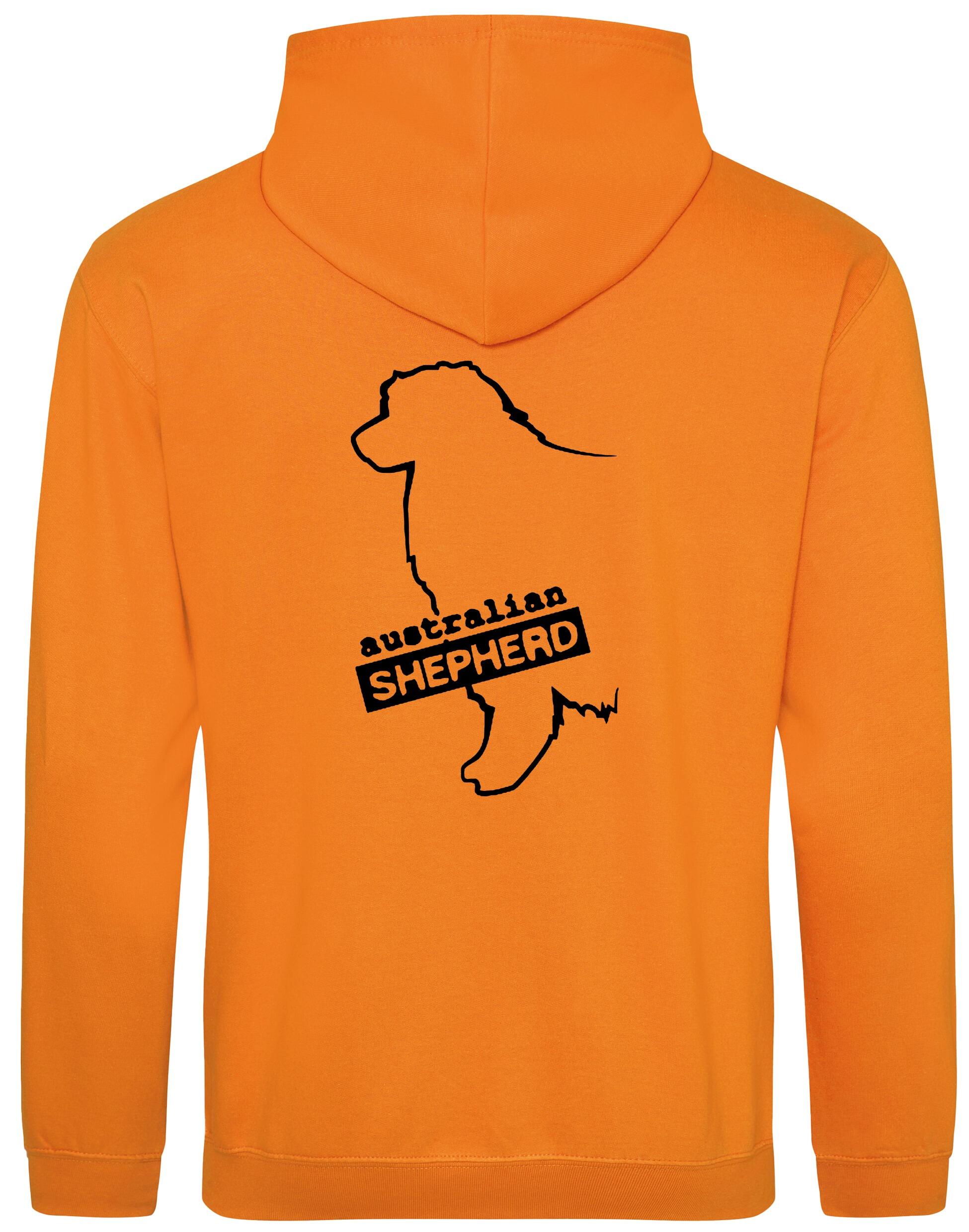 Unisex Australian Shepherd Pullover Hoodie Orange Crush (Black)