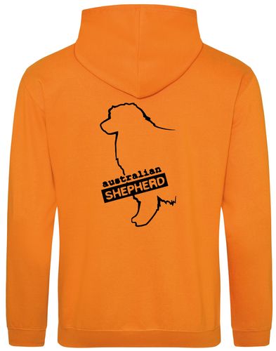 Unisex Australian Shepherd Pullover Hoodie Orange Crush (Black)