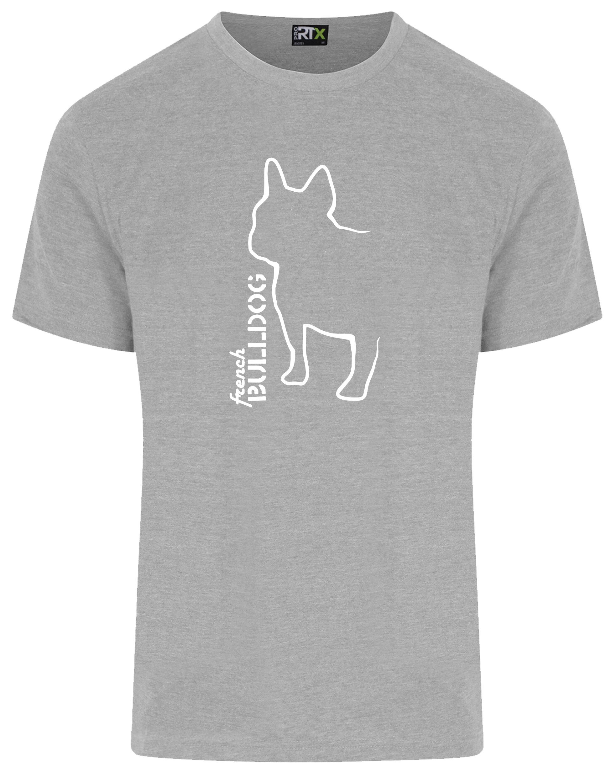 Unisex French Bulldog (Outline) T-Shirt Heather Grey (White)