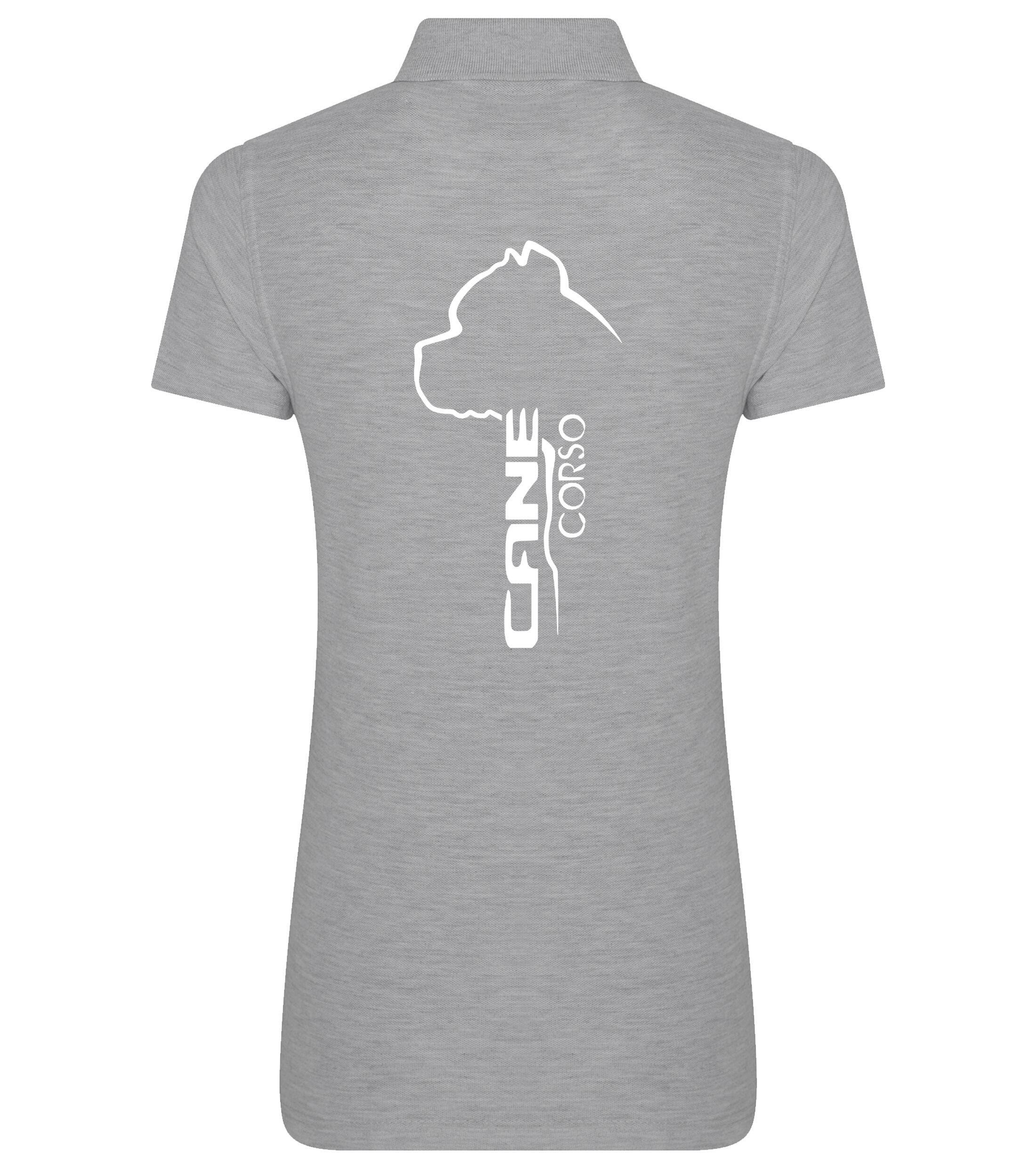 Female Cane Corso Polo Shirt Heather Grey (White)