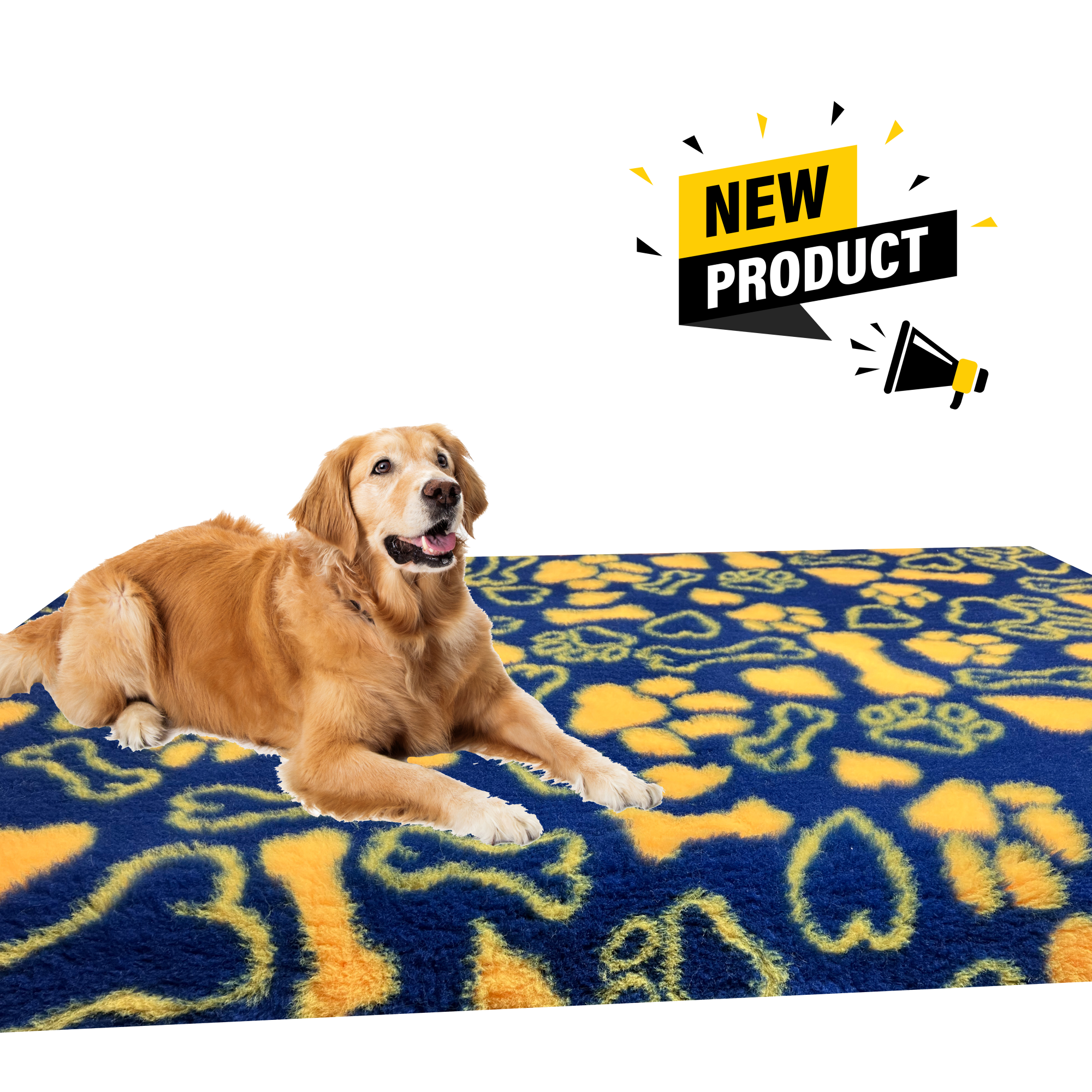 Exclusive Bederia Bedding for Dogs Rubber Backed Blue Heart Paw Bone