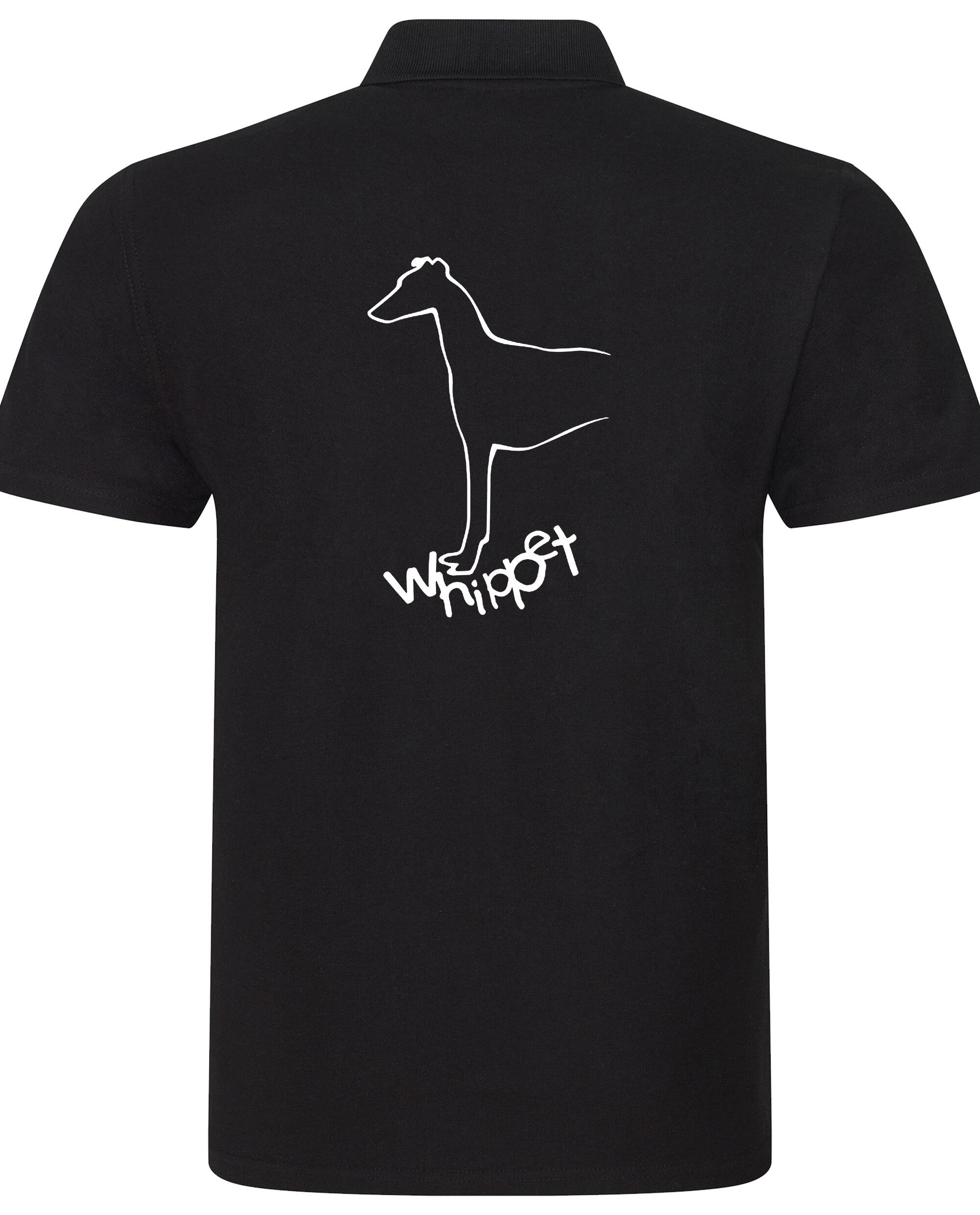 Unisex Whippet Polo Shirt Black (White)
