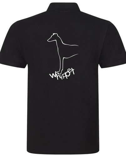 Unisex Whippet Polo Shirt Black (White)
