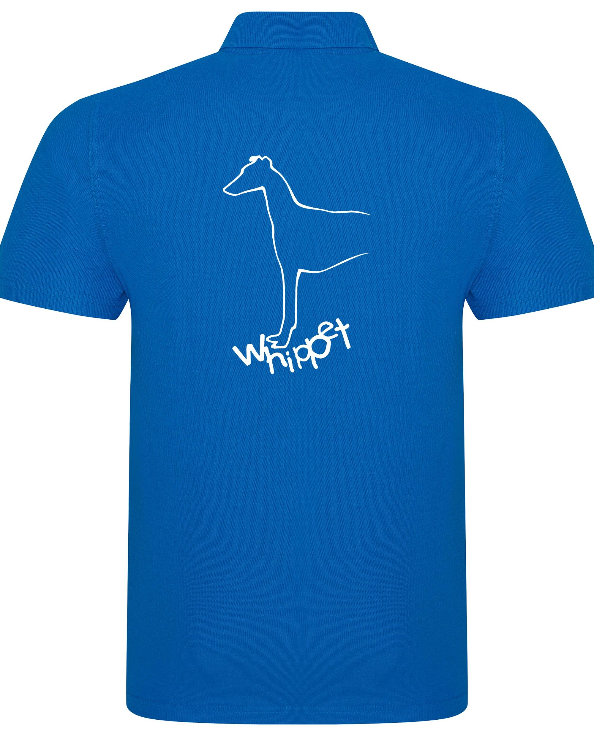 Unisex Whippet Polo Shirt Sapphire Blue (White)