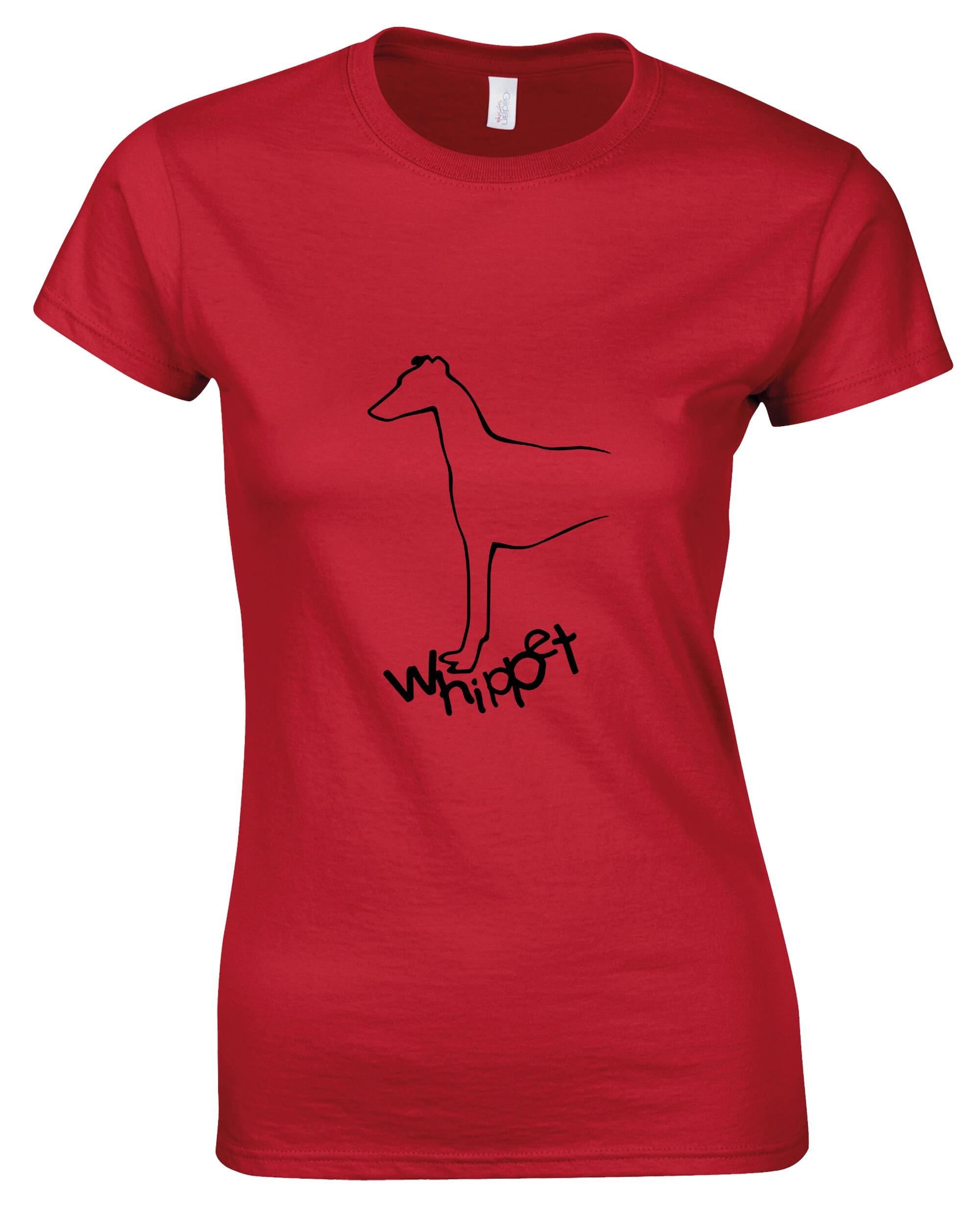 Female Whippet Roundneck T-Shirt Red (Black)