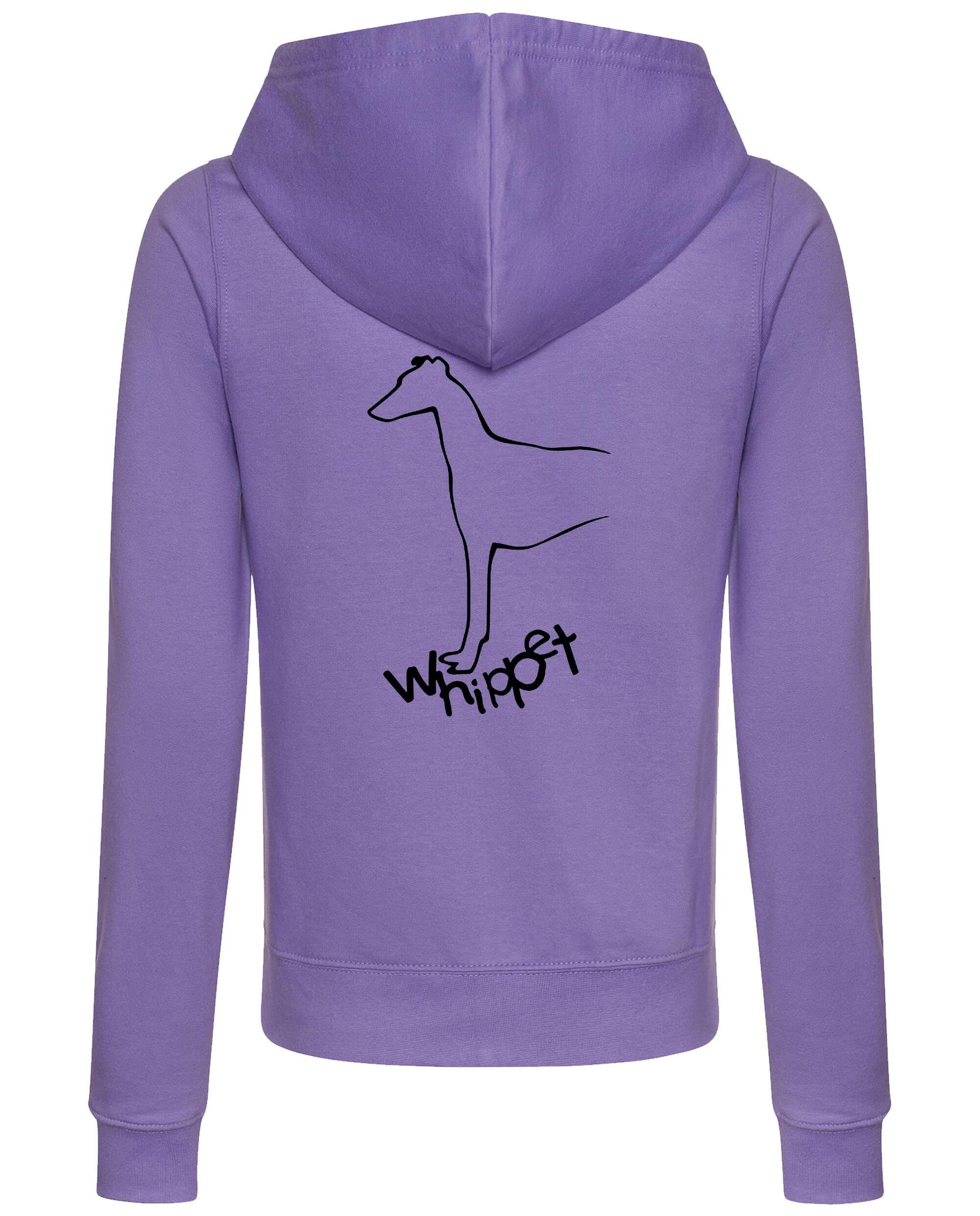 Female Whippet Zipped Hoodie Lavender (Black)