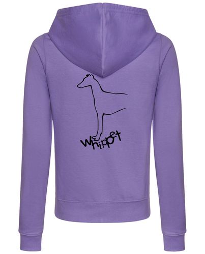 Female Whippet Zipped Hoodie Lavender (Black)