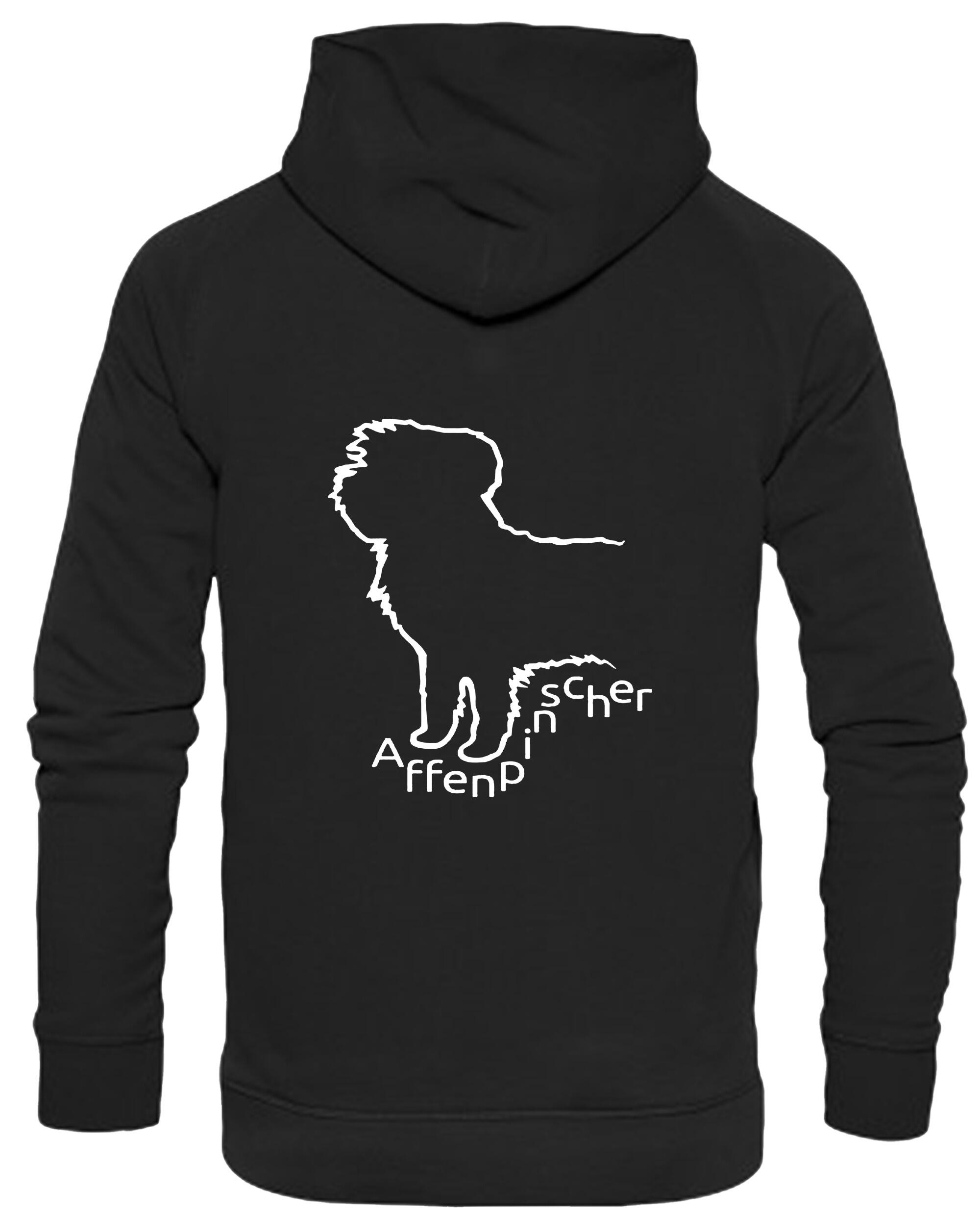Unisex Affenpinscher Pullover Hoodie Black (White)
