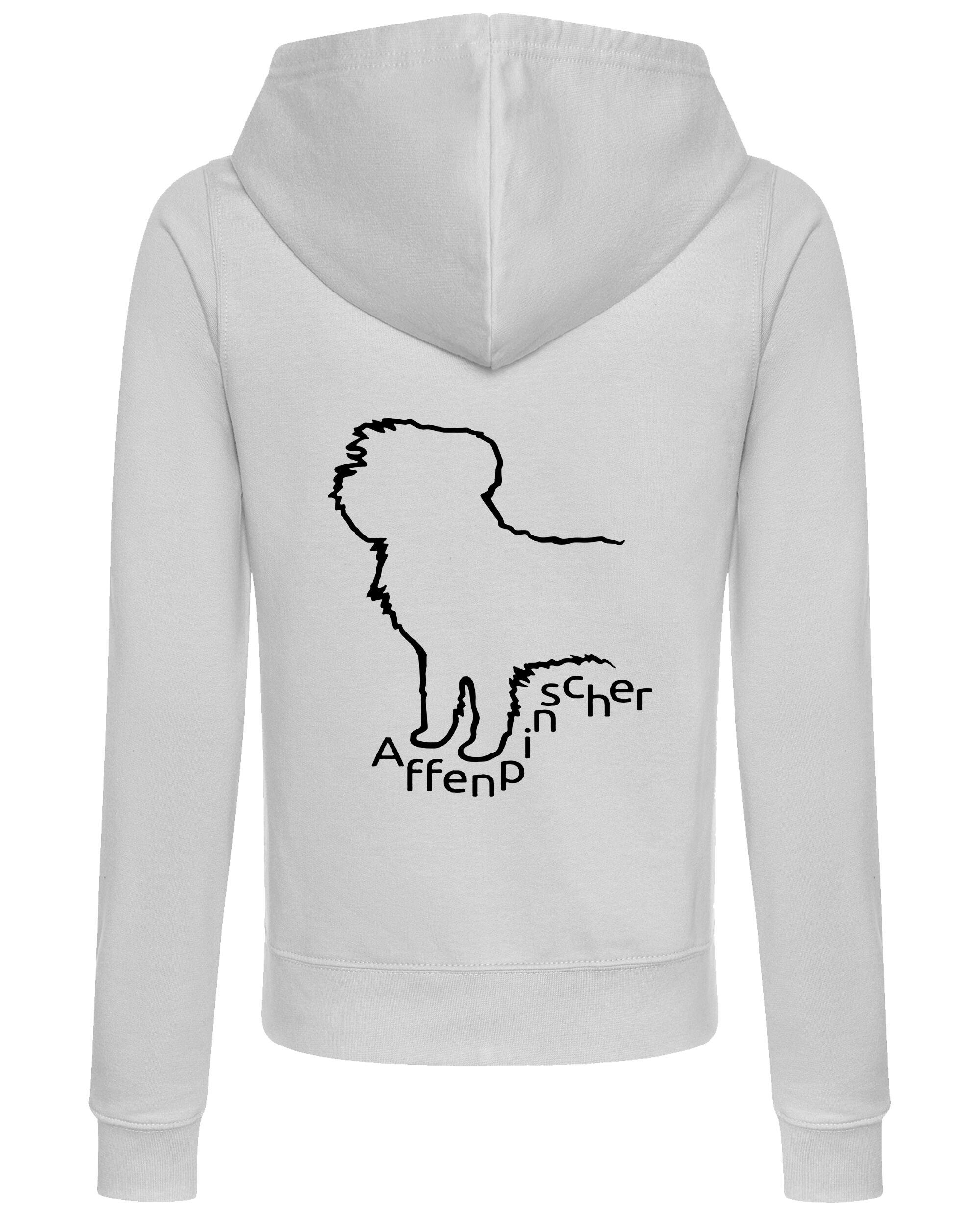 Female Affenpinscher Zipped Hoodie Heather Grey (Black)