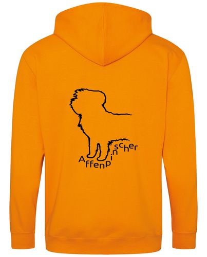 Unisex Affenpinscher Zipped Hoodie Orange Crush (Black)