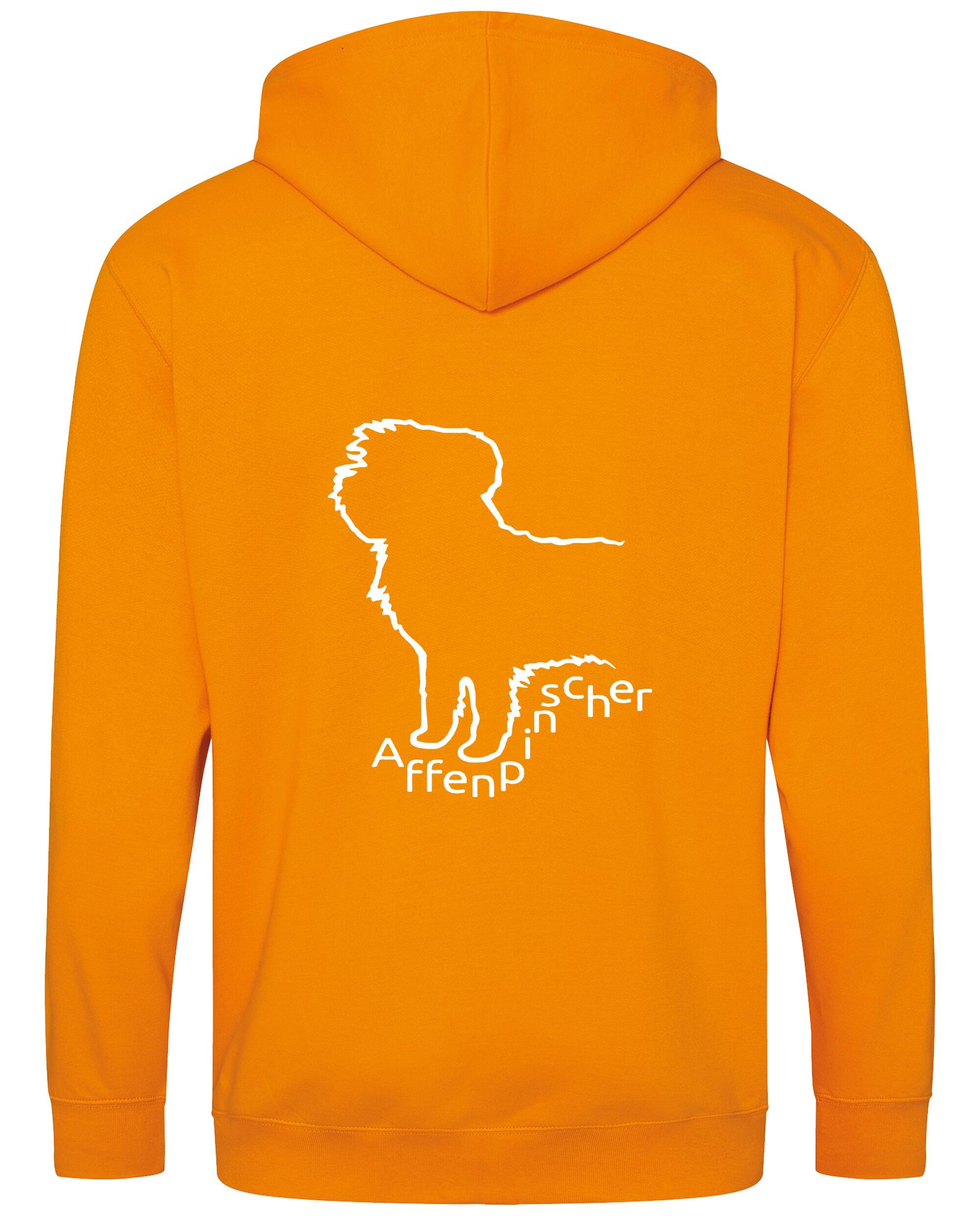 Unisex Affenpinscher Zipped Hoodie Orange Crush (White)