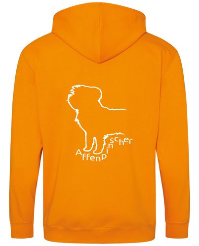 Unisex Affenpinscher Zipped Hoodie Orange Crush (White)