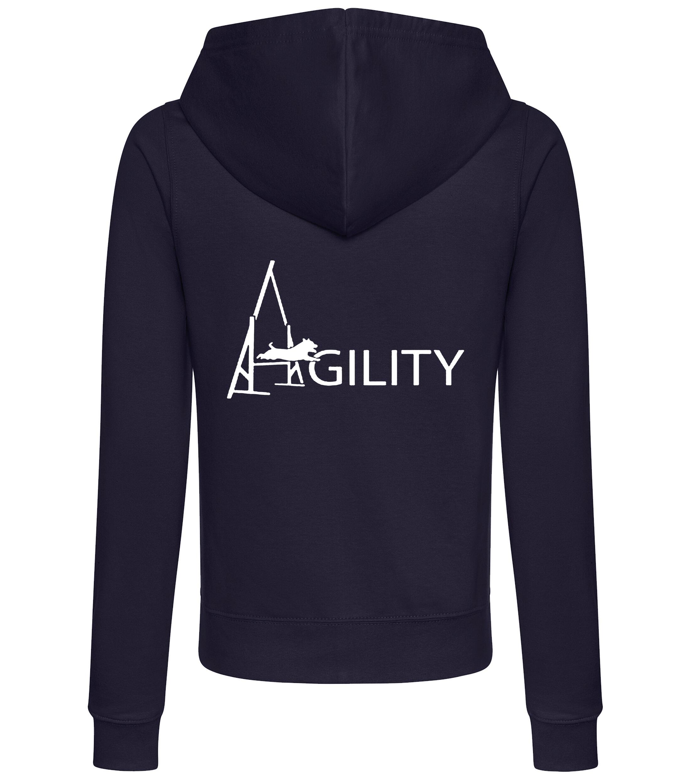Female Agility Zipped Hoodie French Navy (White)
