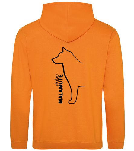 Unisex Alaskan Malamute Pullover Hoodie Orange Crush (Black)