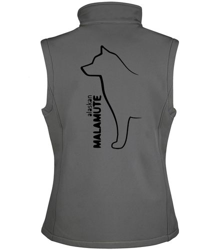 Unisex Alaskan Malamute Softshell Gilet Charcoal (Black)
