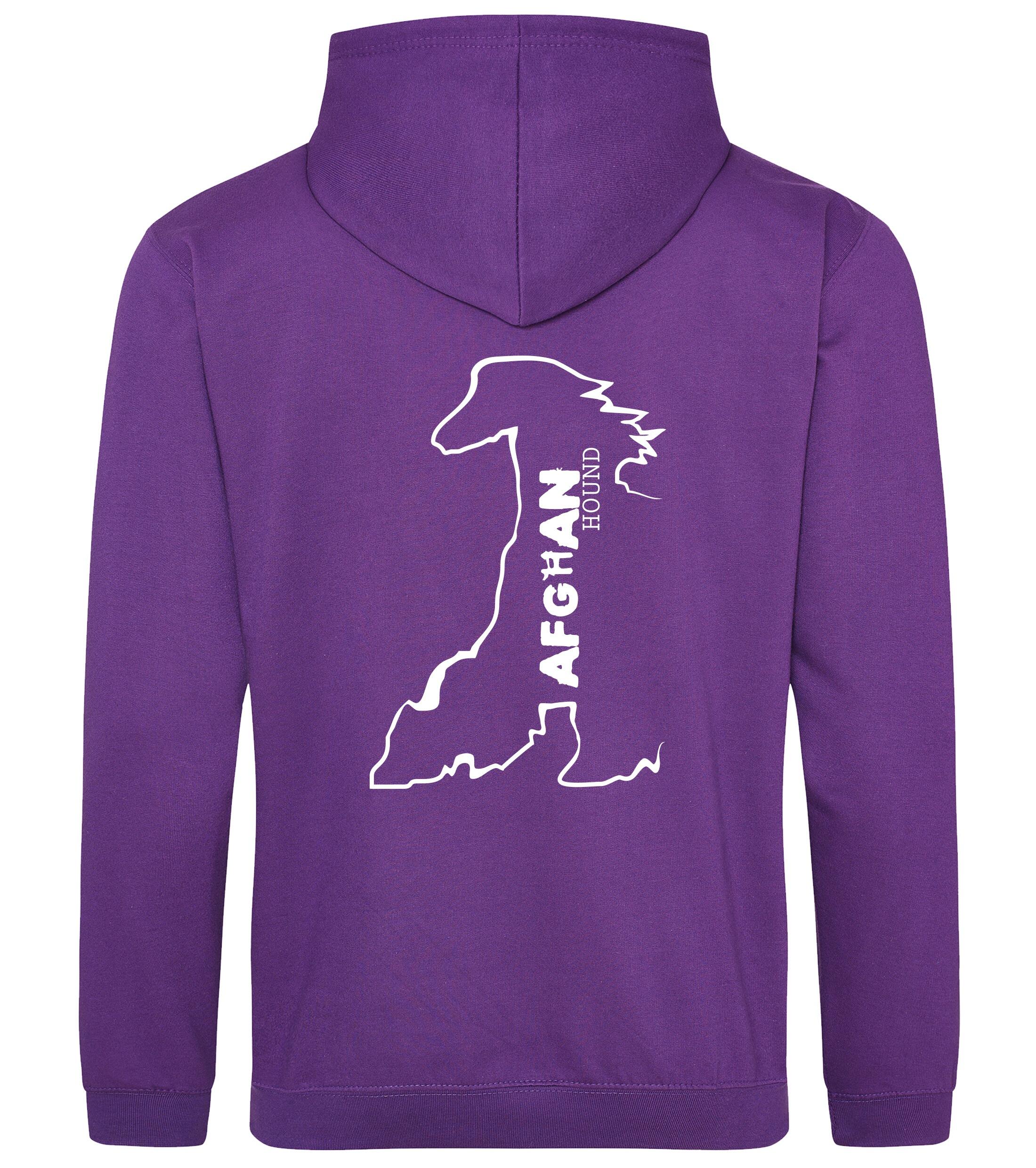 Unisex Afghan Hound Pullover Hoodie Purple (White)